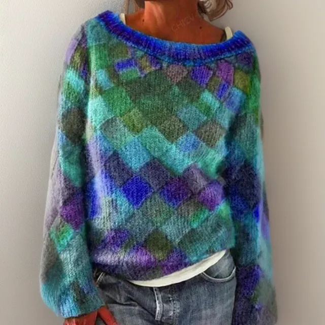 Colorful Scandinavian knitted sweater - Norwegian women's sweater