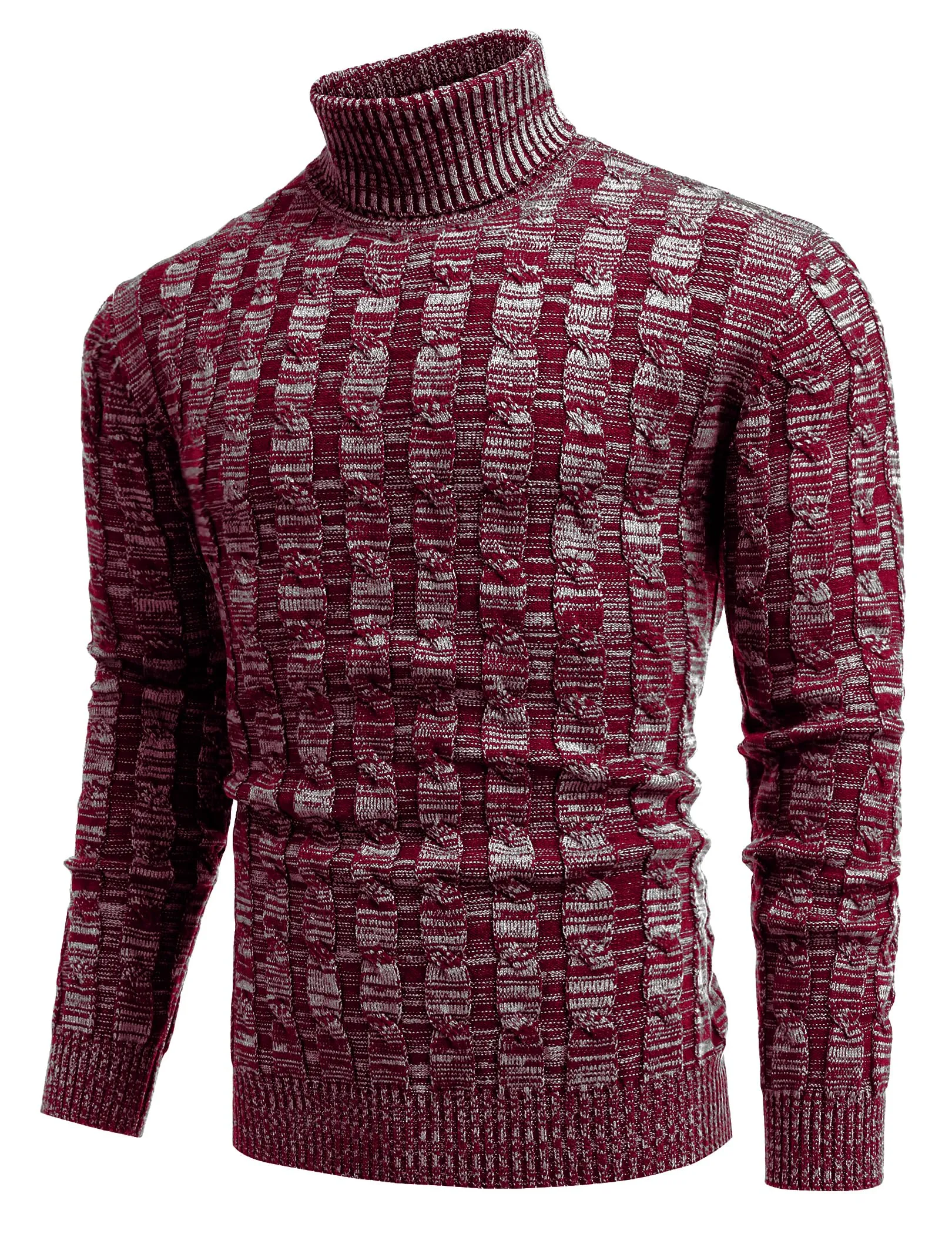 COOFANDY Men's Slim Fit Turtleneck Sweater Casual Twisted Knitted Pullover Sweaters