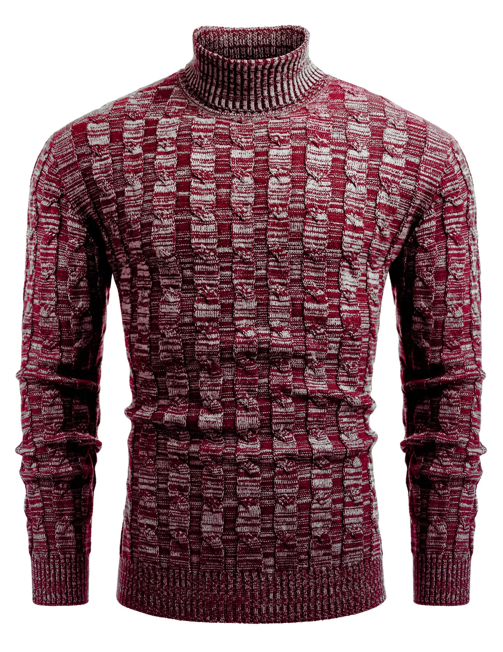 COOFANDY Men's Slim Fit Turtleneck Sweater Casual Twisted Knitted Pullover Sweaters