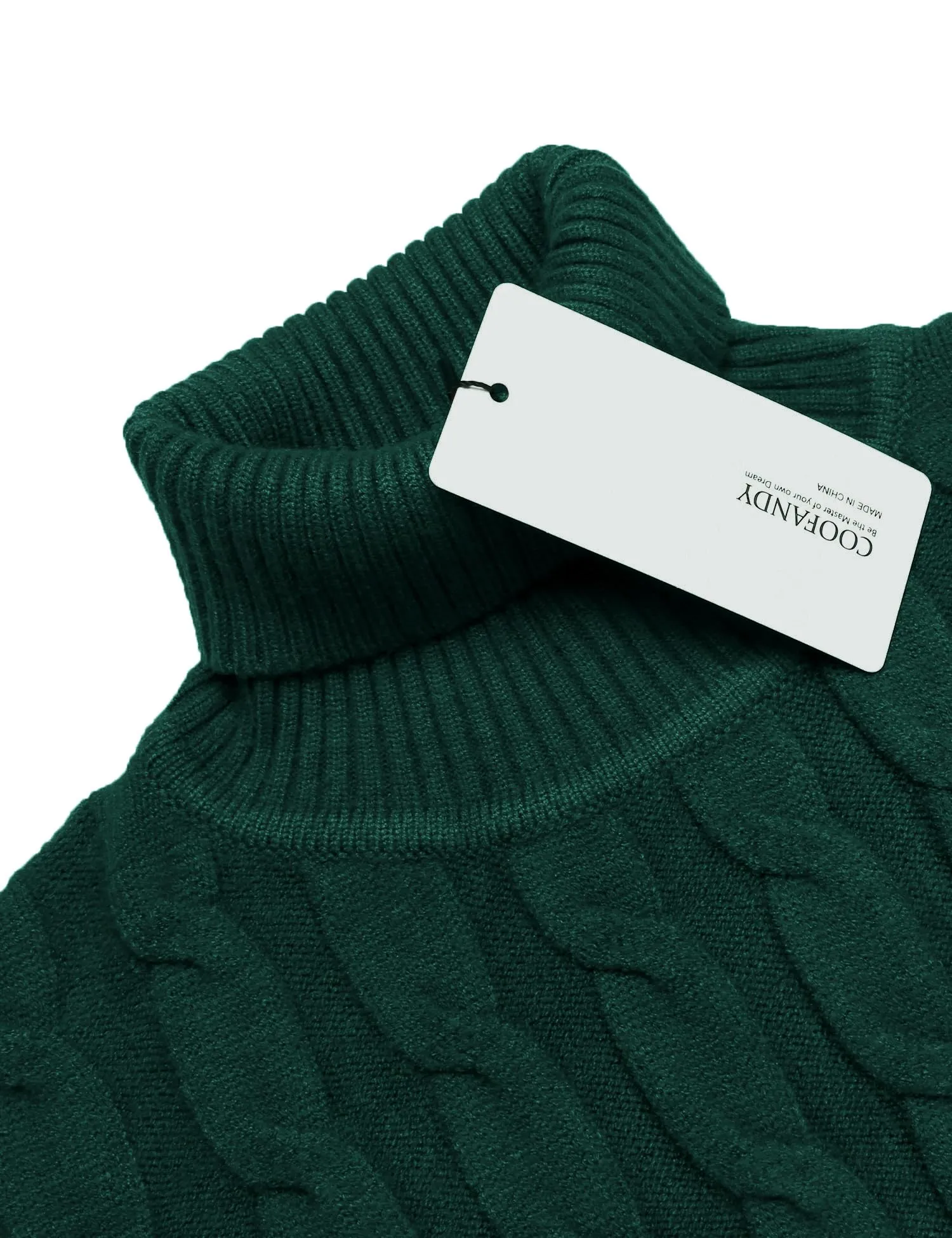 COOFANDY Men's Slim Fit Turtleneck Sweater Casual Twisted Knitted Pullover Sweaters