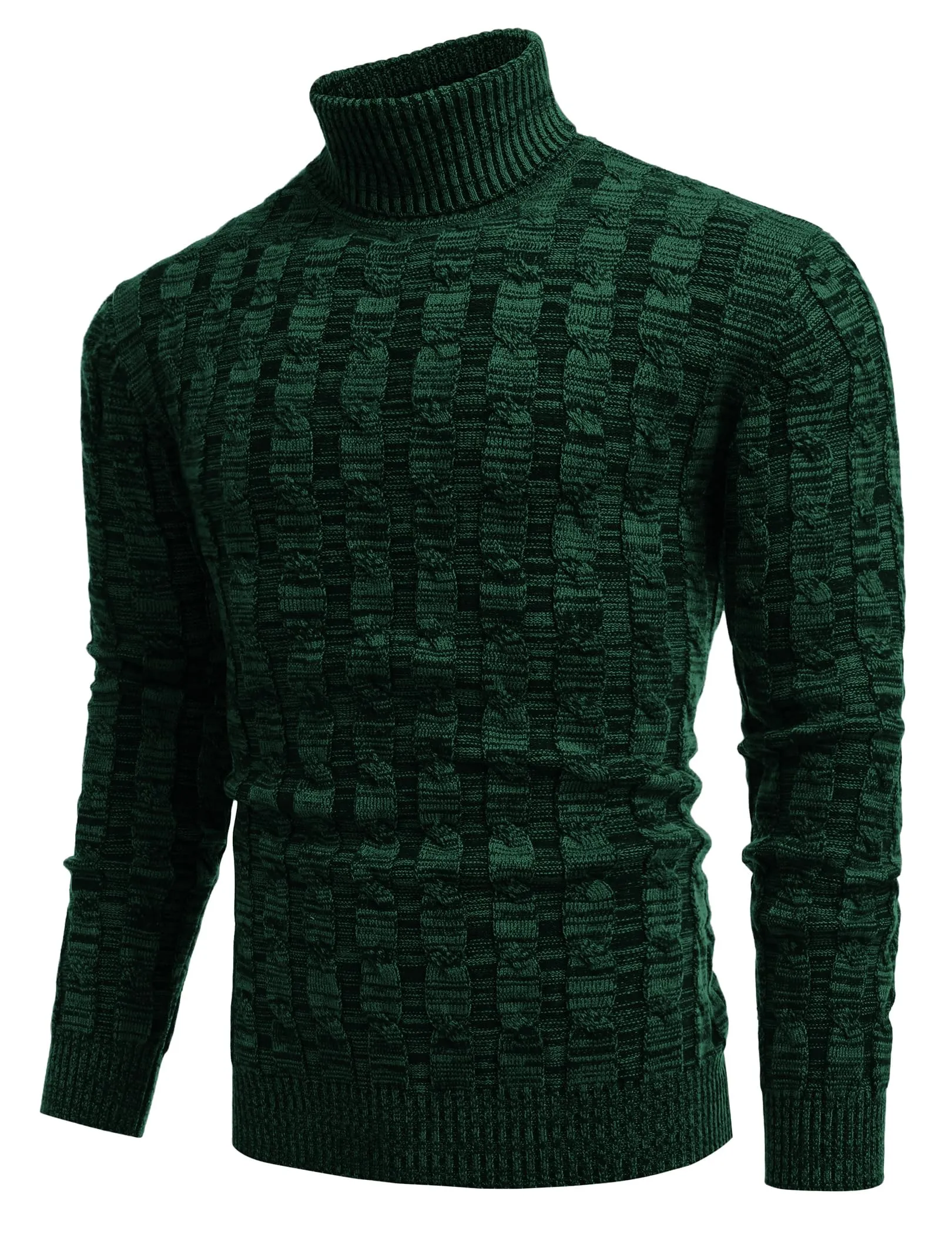 COOFANDY Men's Slim Fit Turtleneck Sweater Casual Twisted Knitted Pullover Sweaters