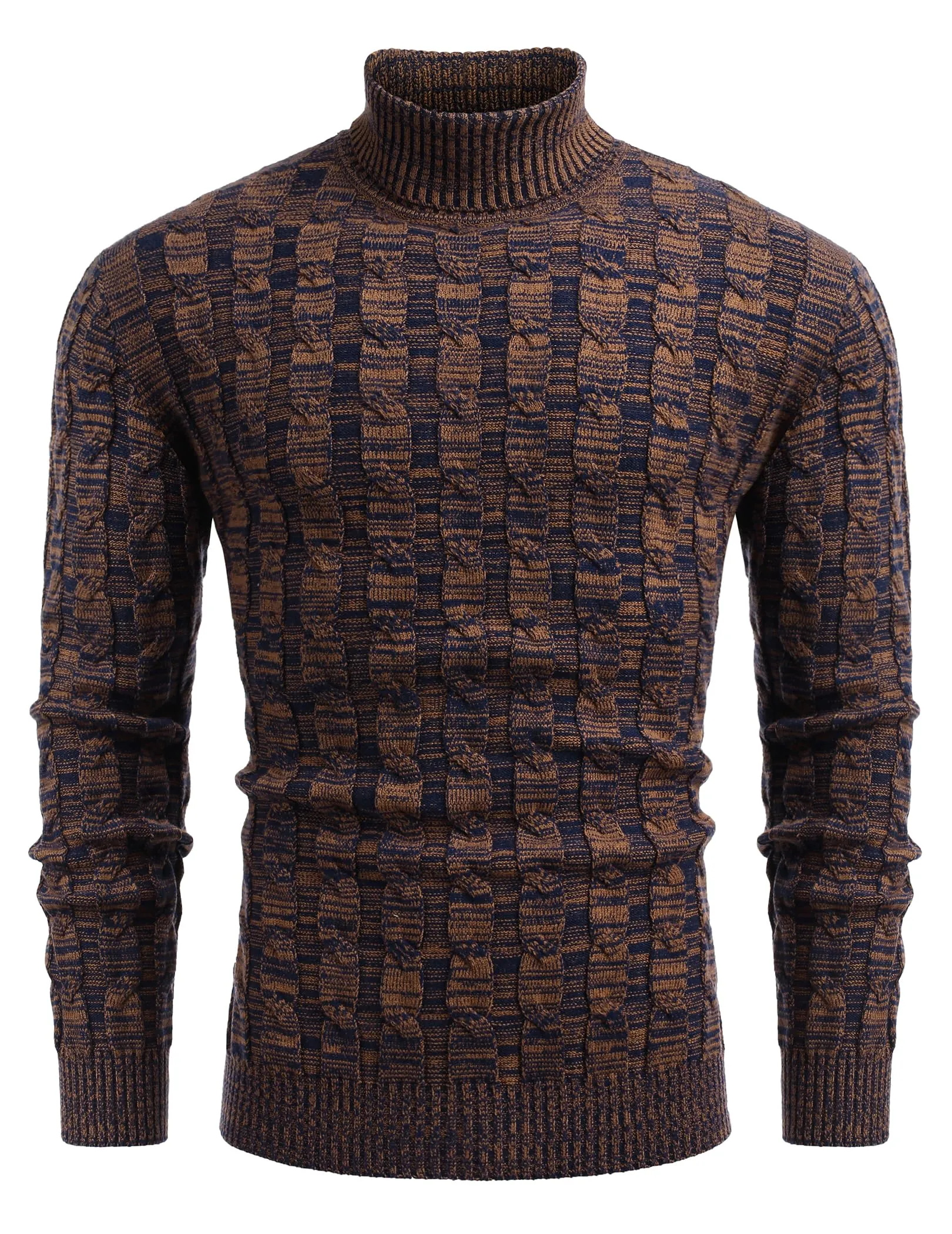COOFANDY Men's Slim Fit Turtleneck Sweater Casual Twisted Knitted Pullover Sweaters