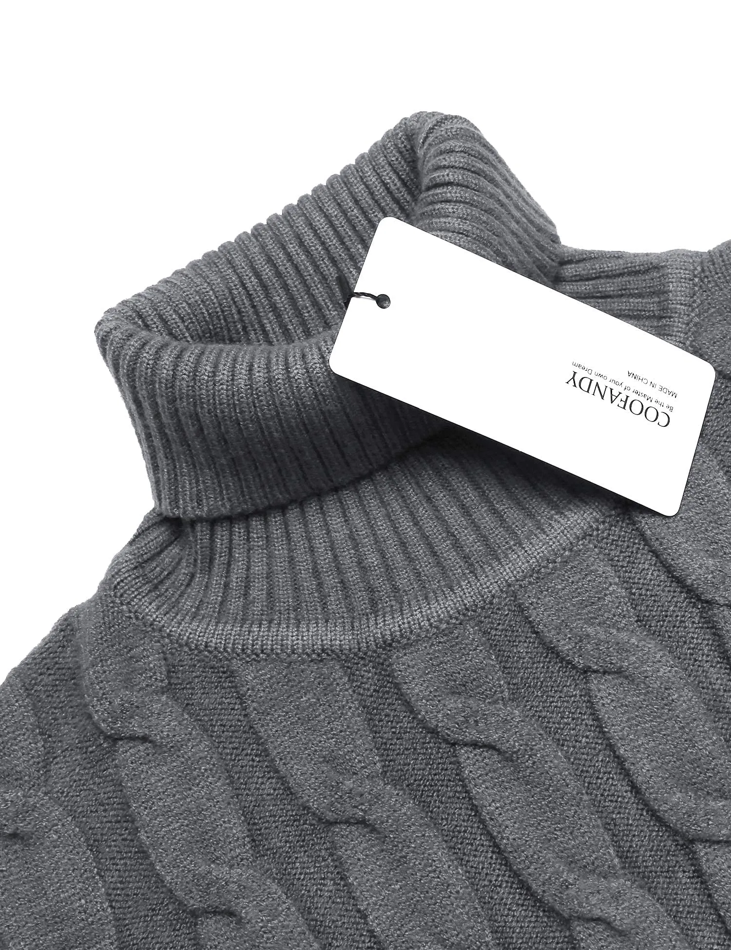 COOFANDY Men's Slim Fit Turtleneck Sweater Casual Twisted Knitted Pullover Sweaters