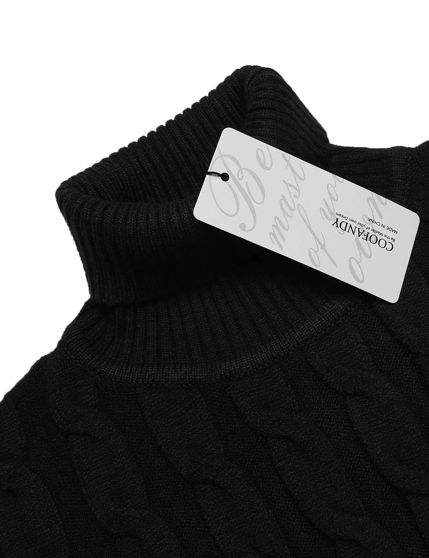 COOFANDY Men's Slim Fit Turtleneck Sweater Casual Twisted Knitted Pullover Sweaters