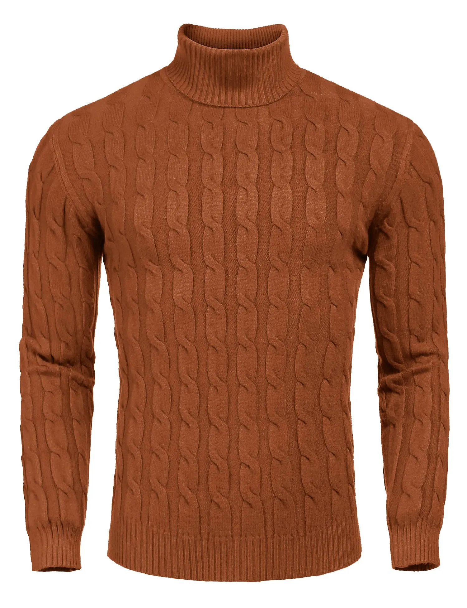 COOFANDY Men's Slim Fit Turtleneck Sweater Casual Twisted Knitted Pullover Sweaters