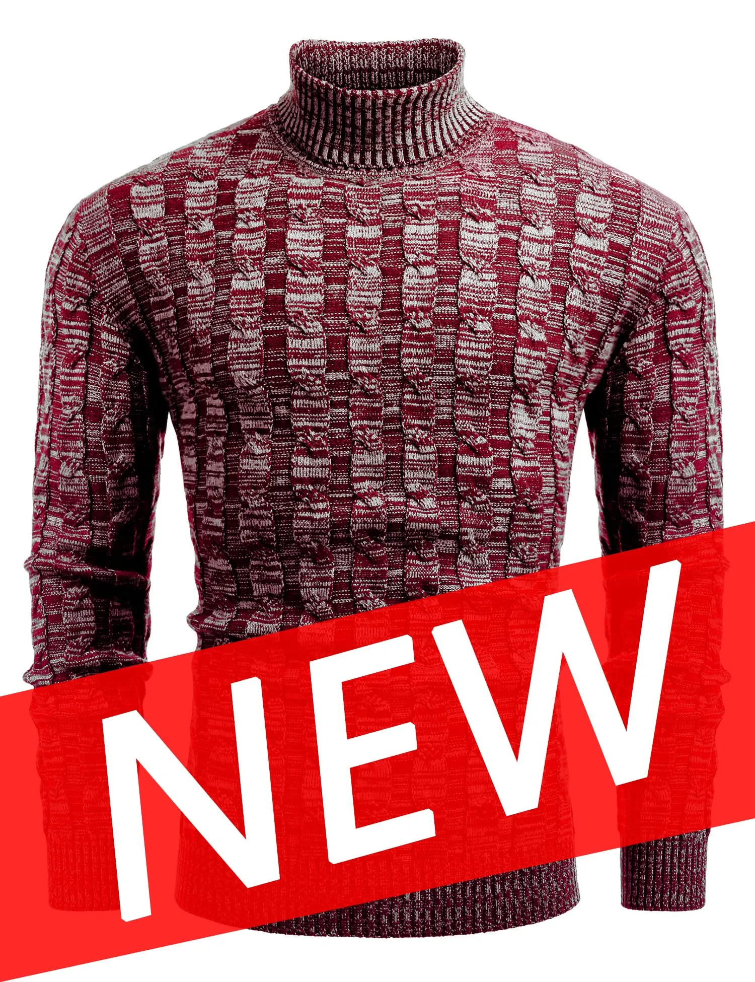 COOFANDY Men's Slim Fit Turtleneck Sweater Casual Twisted Knitted Pullover Sweaters