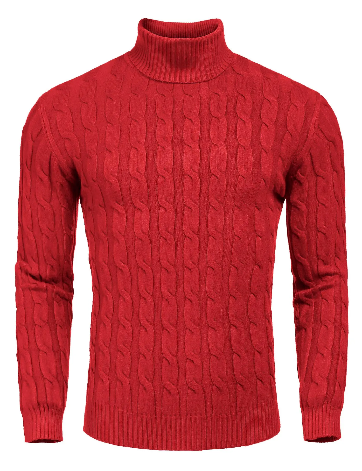 COOFANDY Men's Slim Fit Turtleneck Sweater Casual Twisted Knitted Pullover Sweaters