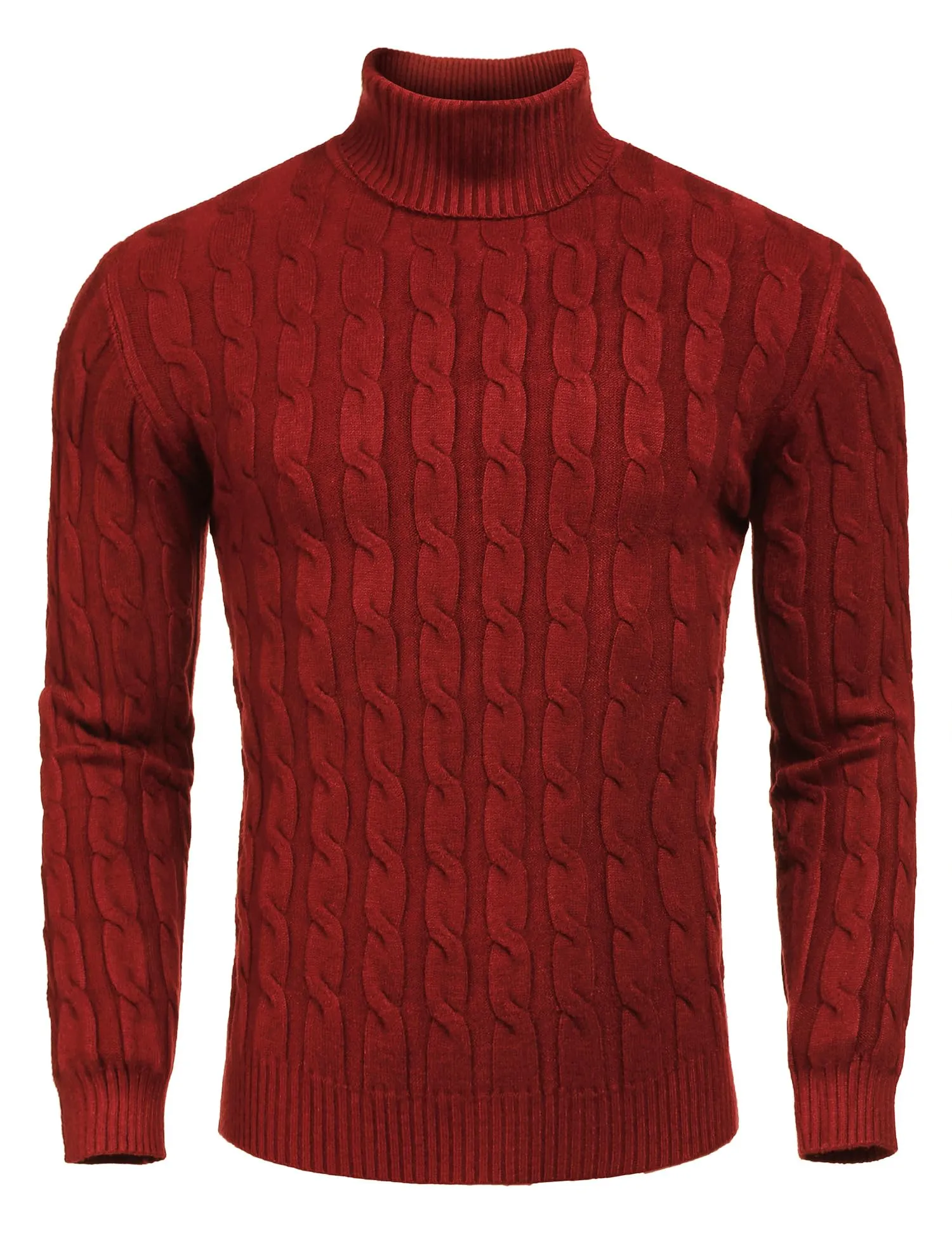COOFANDY Men's Slim Fit Turtleneck Sweater Casual Twisted Knitted Pullover Sweaters