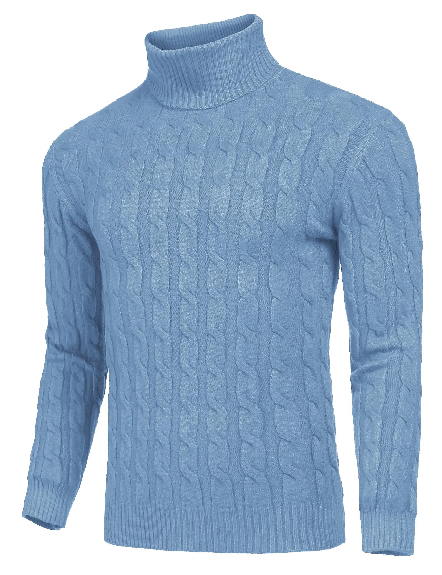 COOFANDY Men's Slim Fit Turtleneck Sweater Casual Twisted Knitted Pullover Sweaters