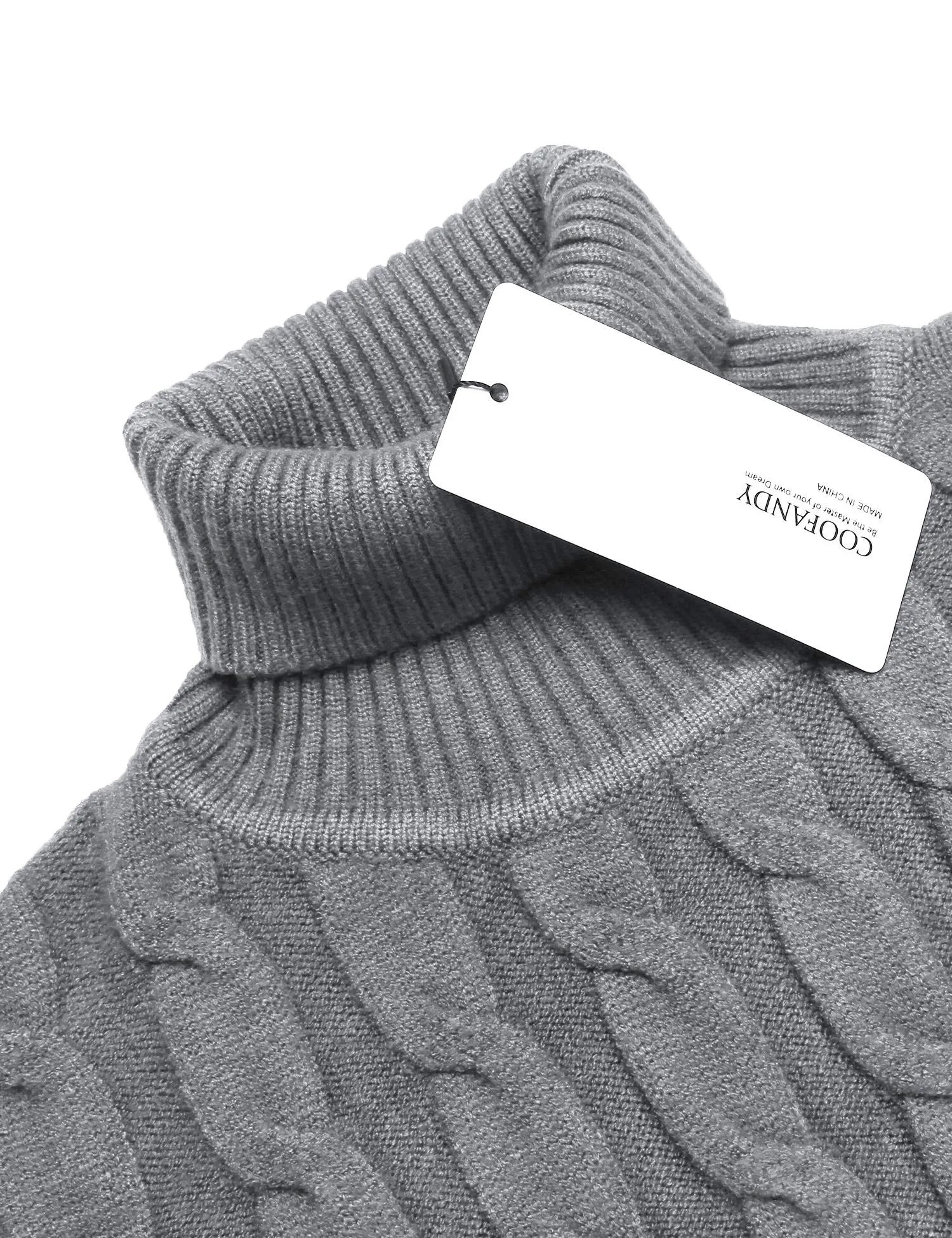 COOFANDY Men's Slim Fit Turtleneck Sweater Casual Twisted Knitted Pullover Sweaters