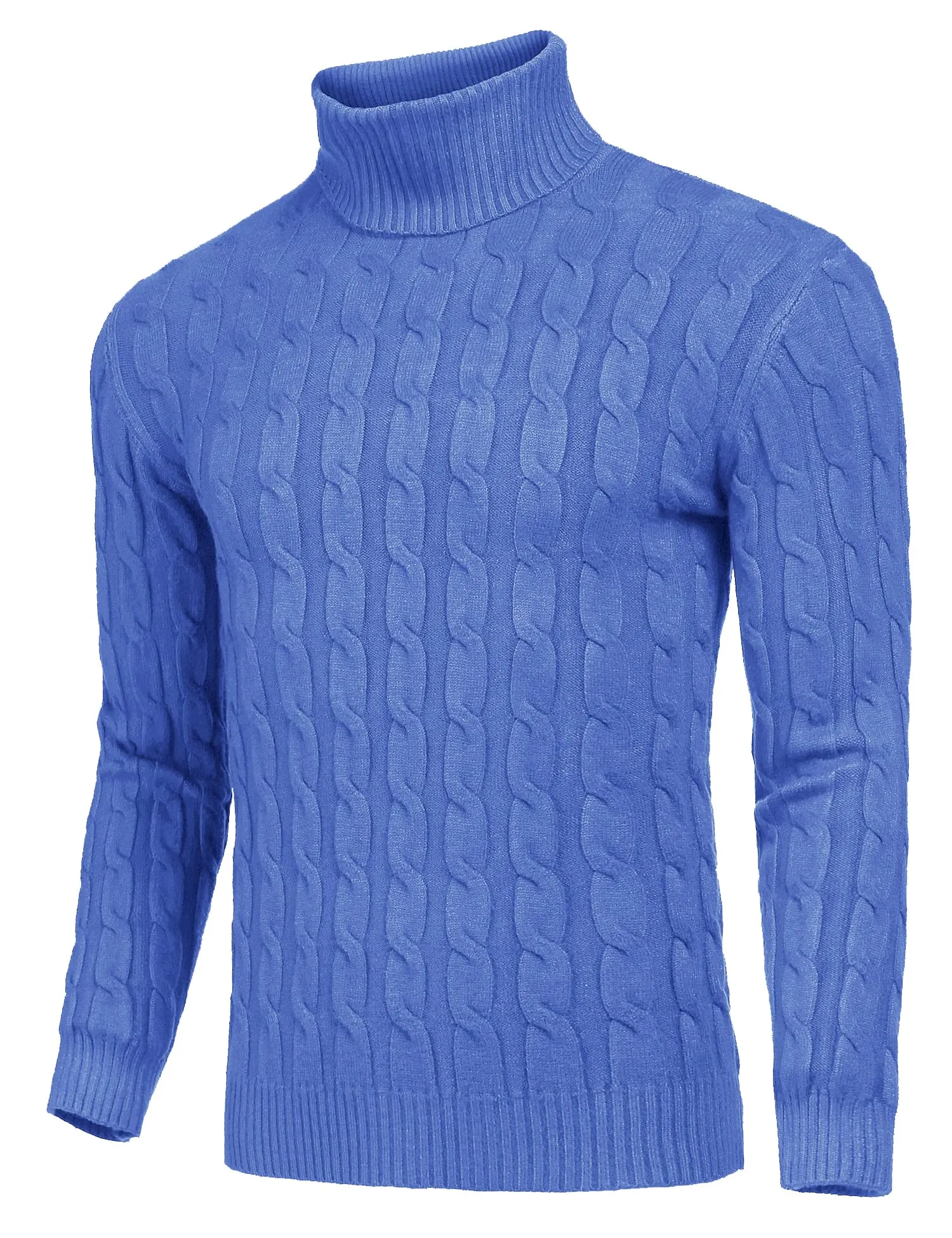 COOFANDY Men's Slim Fit Turtleneck Sweater Casual Twisted Knitted Pullover Sweaters