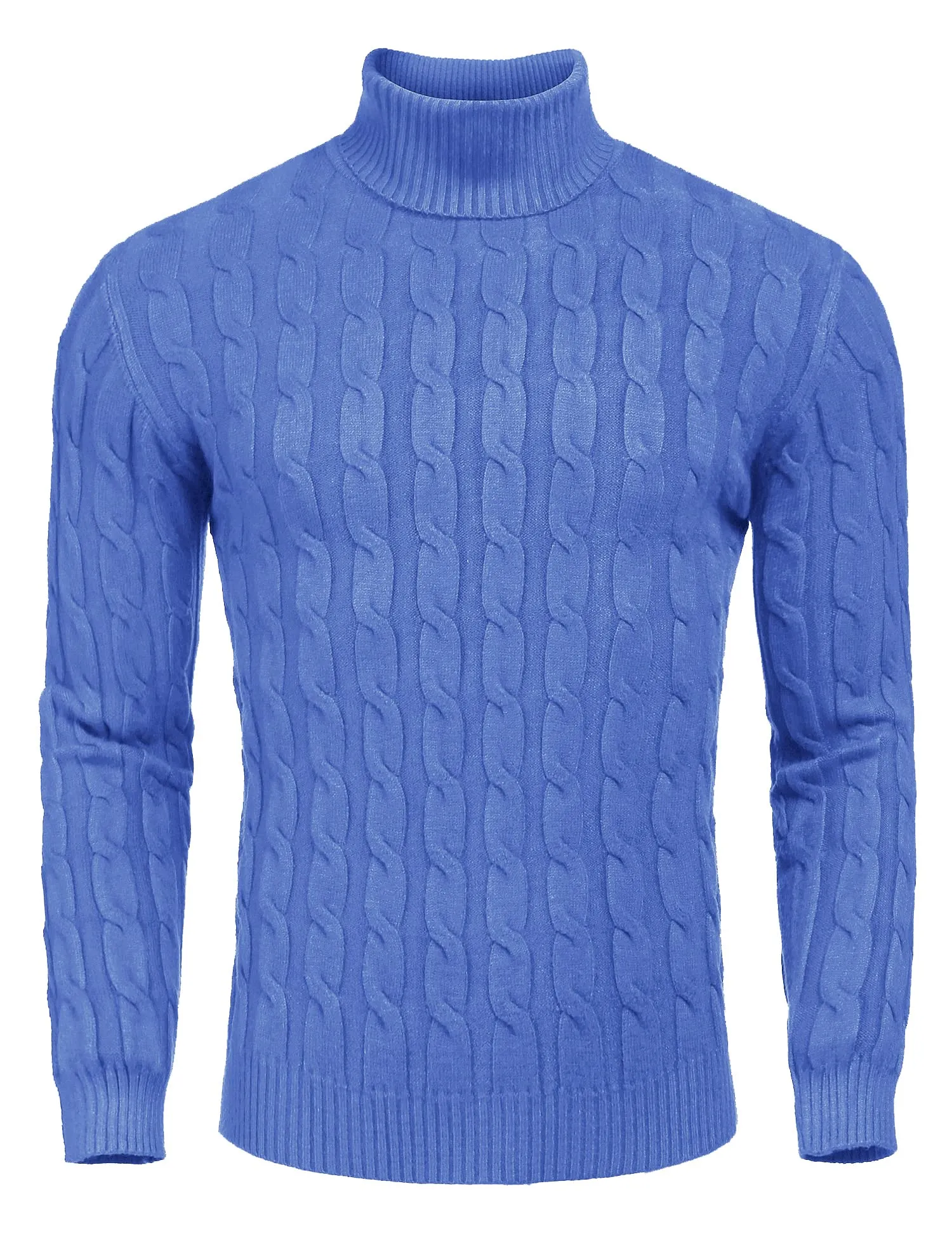 COOFANDY Men's Slim Fit Turtleneck Sweater Casual Twisted Knitted Pullover Sweaters