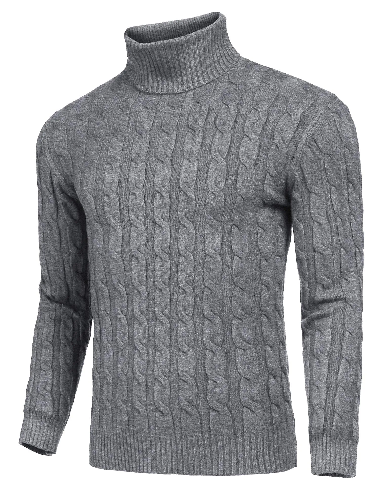 COOFANDY Men's Slim Fit Turtleneck Sweater Casual Twisted Knitted Pullover Sweaters