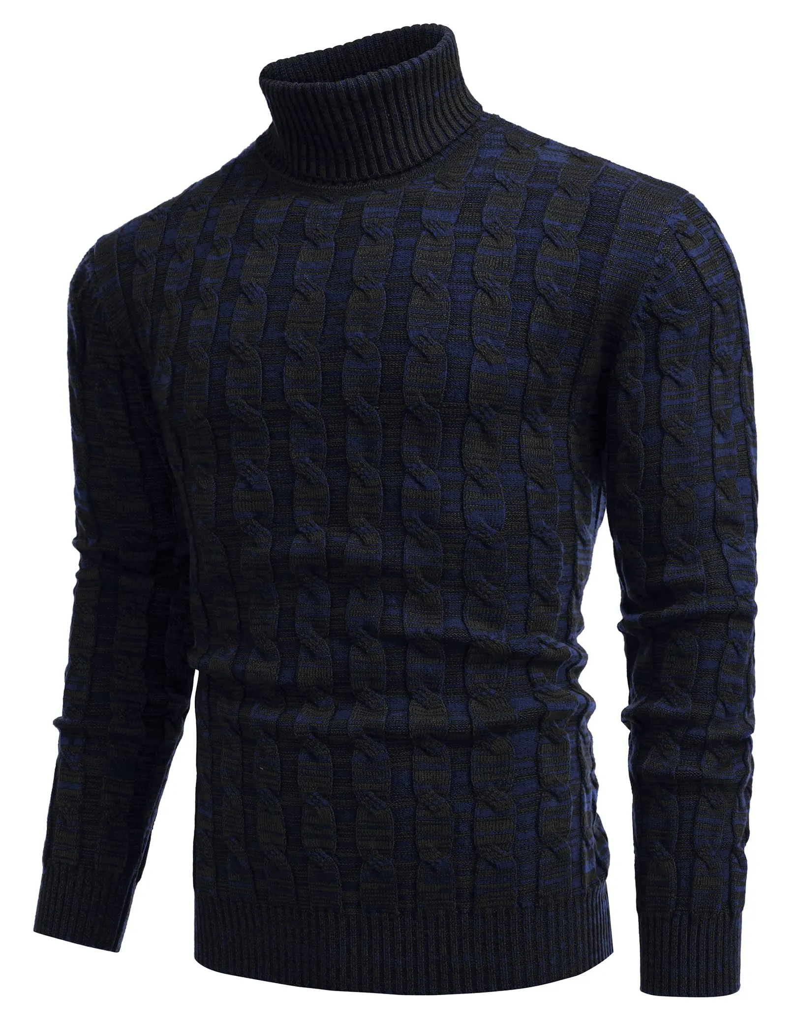 COOFANDY Men's Slim Fit Turtleneck Sweater Casual Twisted Knitted Pullover Sweaters
