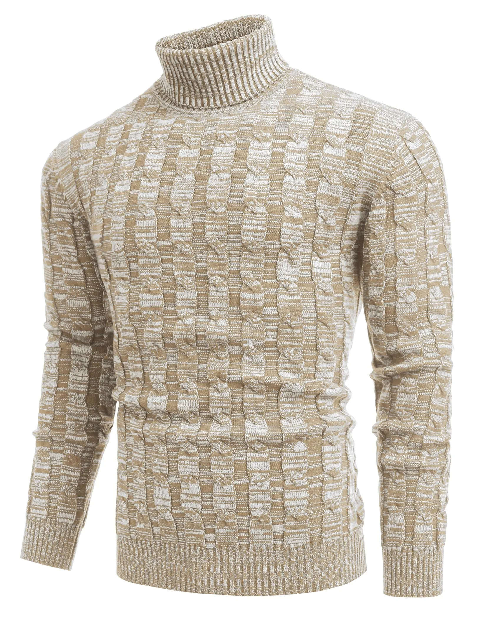 COOFANDY Men's Slim Fit Turtleneck Sweater Casual Twisted Knitted Pullover Sweaters