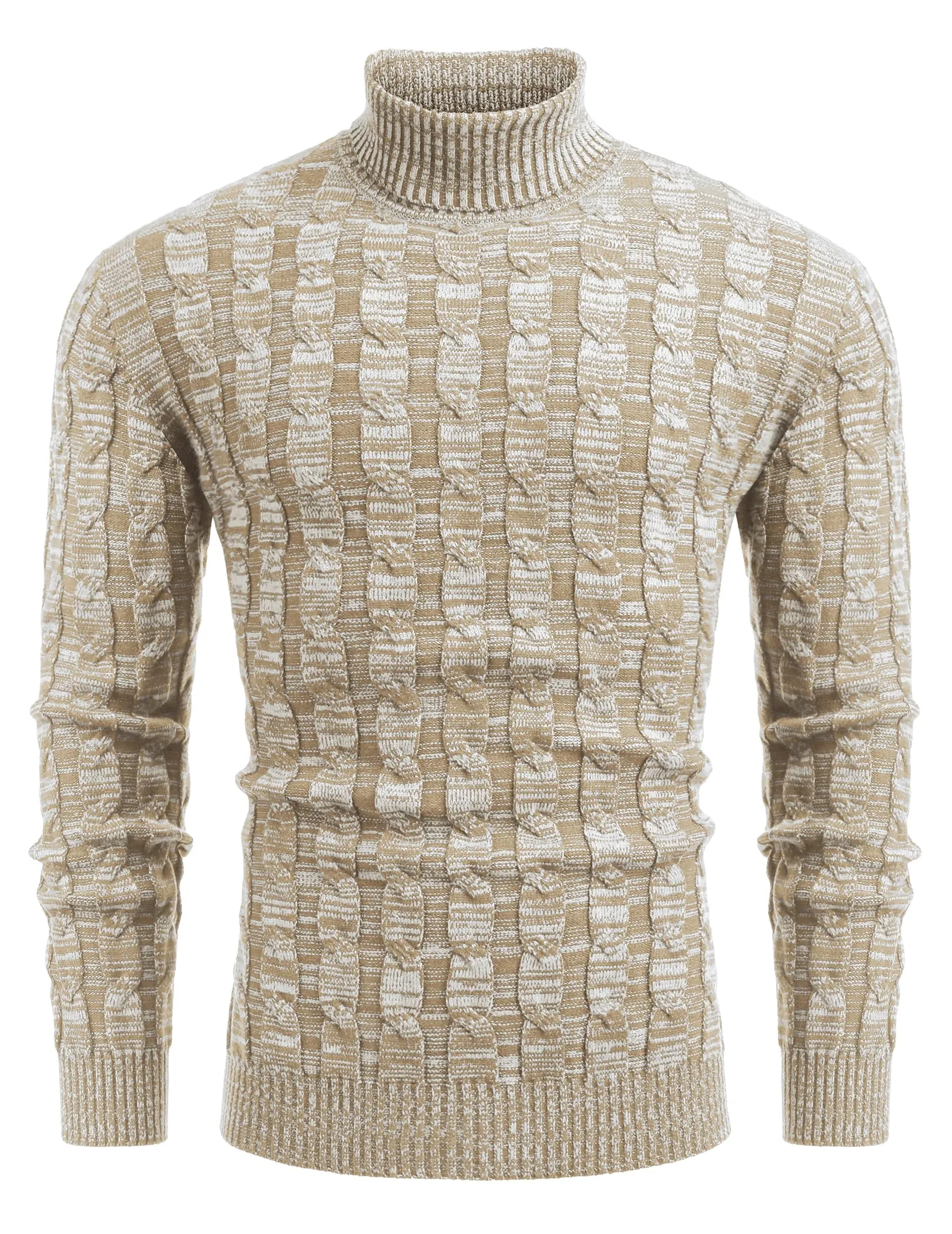 COOFANDY Men's Slim Fit Turtleneck Sweater Casual Twisted Knitted Pullover Sweaters