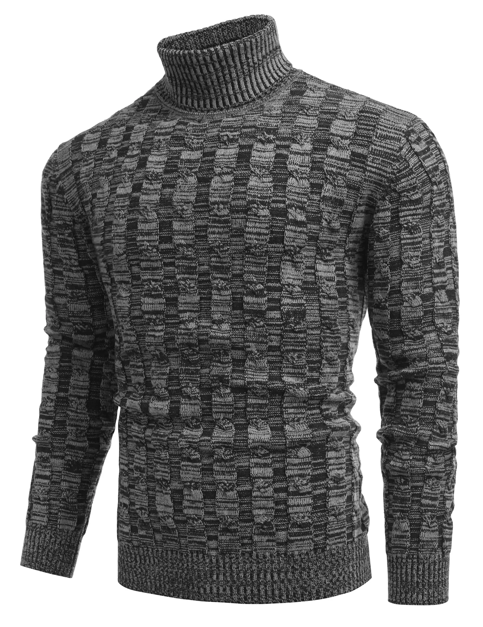 COOFANDY Men's Slim Fit Turtleneck Sweater Casual Twisted Knitted Pullover Sweaters