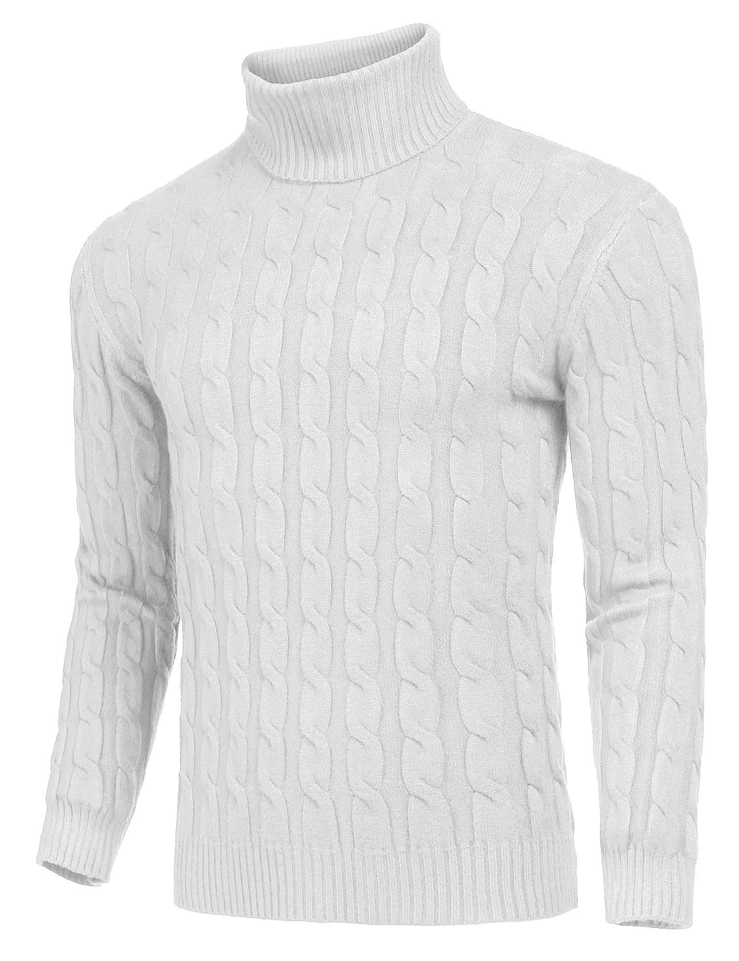 COOFANDY Men's Slim Fit Turtleneck Sweater Casual Twisted Knitted Pullover Sweaters