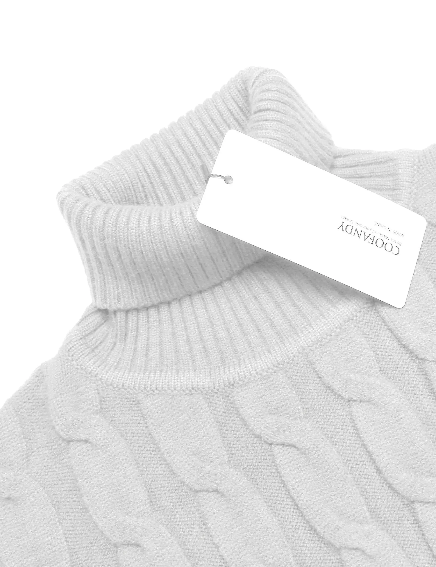 COOFANDY Men's Slim Fit Turtleneck Sweater Casual Twisted Knitted Pullover Sweaters
