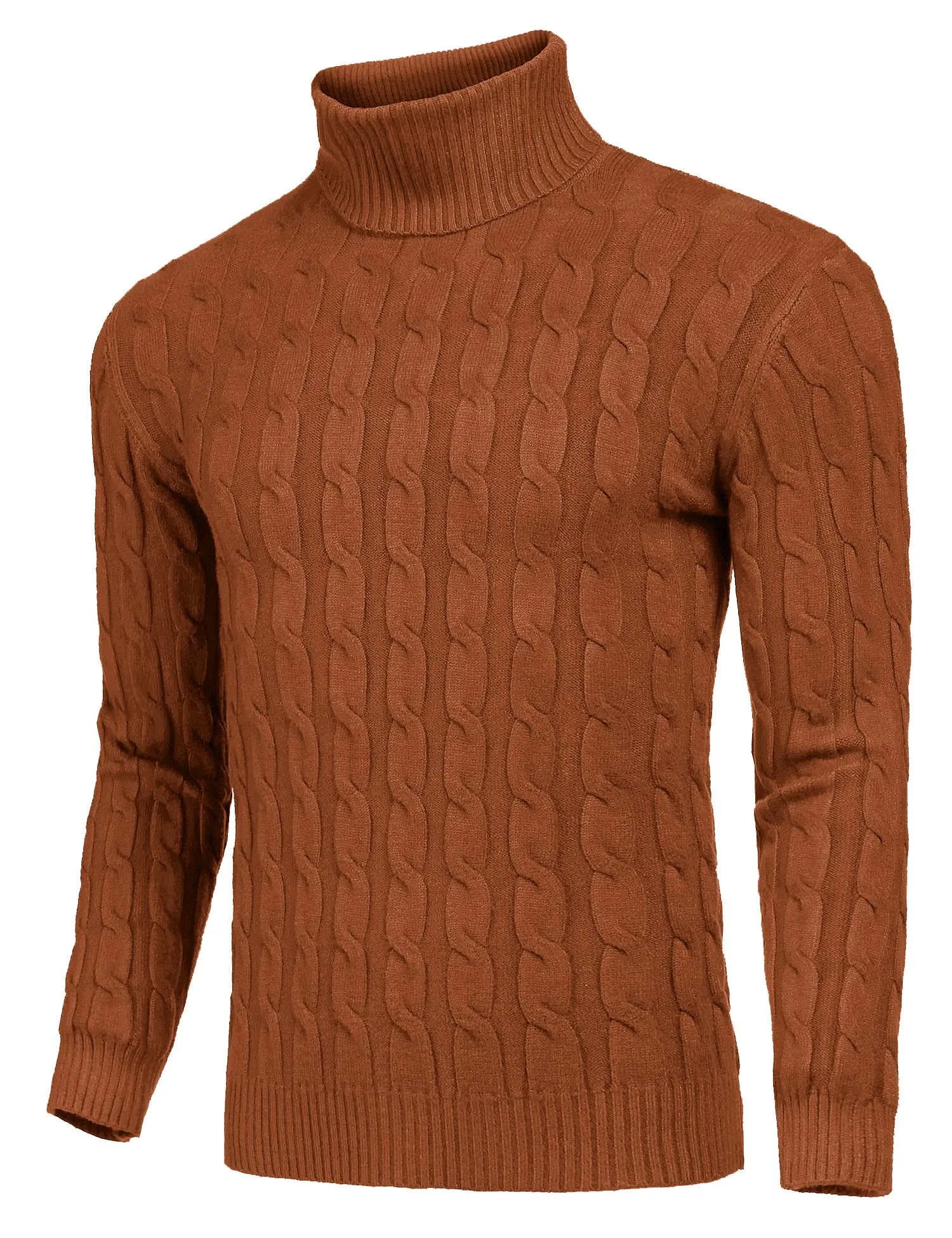 COOFANDY Men's Slim Fit Turtleneck Sweater Casual Twisted Knitted Pullover Sweaters