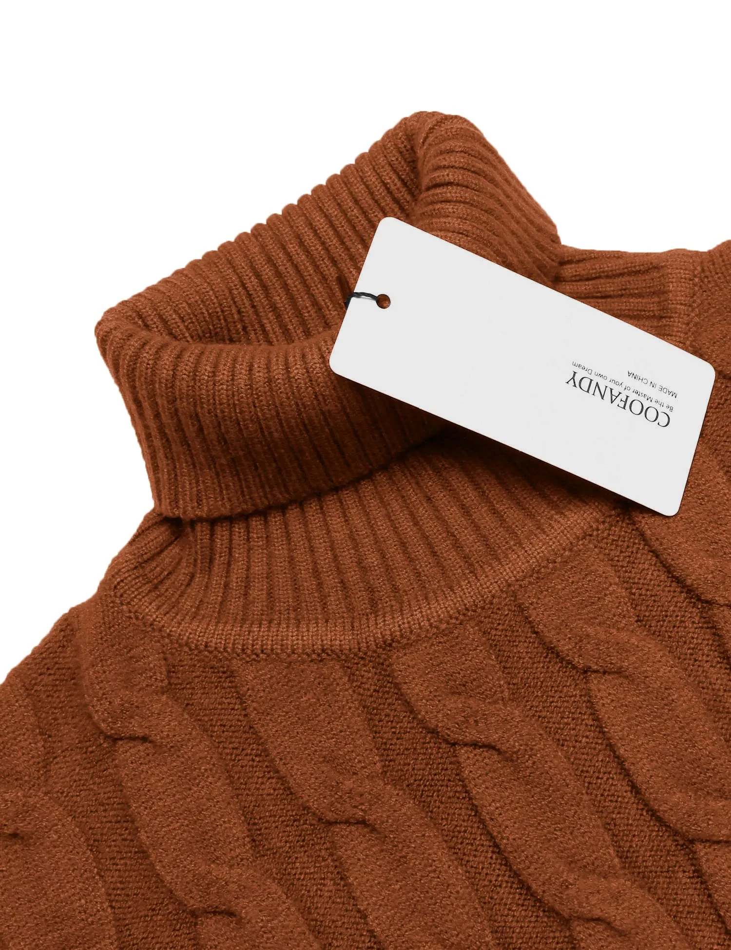 COOFANDY Men's Slim Fit Turtleneck Sweater Casual Twisted Knitted Pullover Sweaters