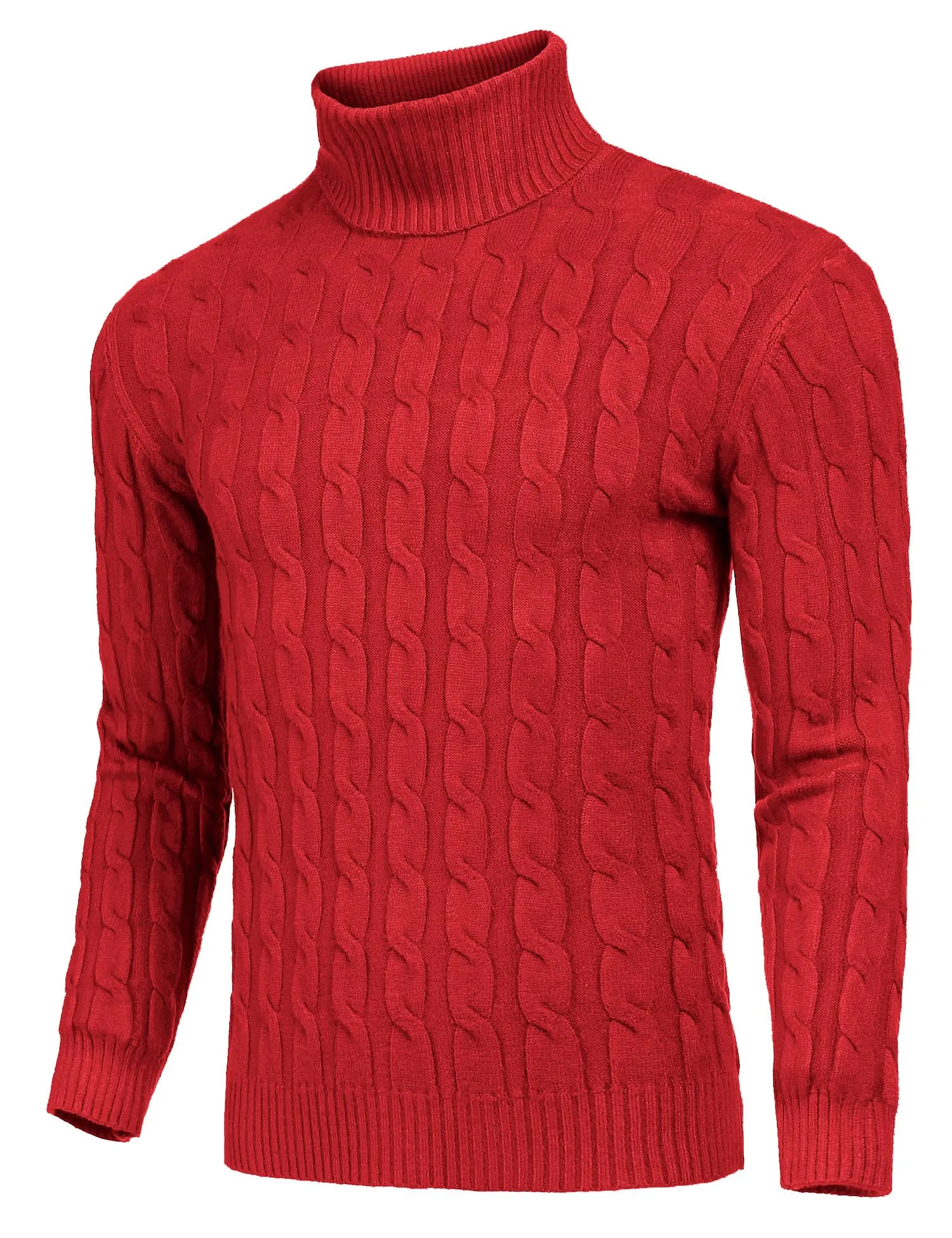 COOFANDY Men's Slim Fit Turtleneck Sweater Casual Twisted Knitted Pullover Sweaters