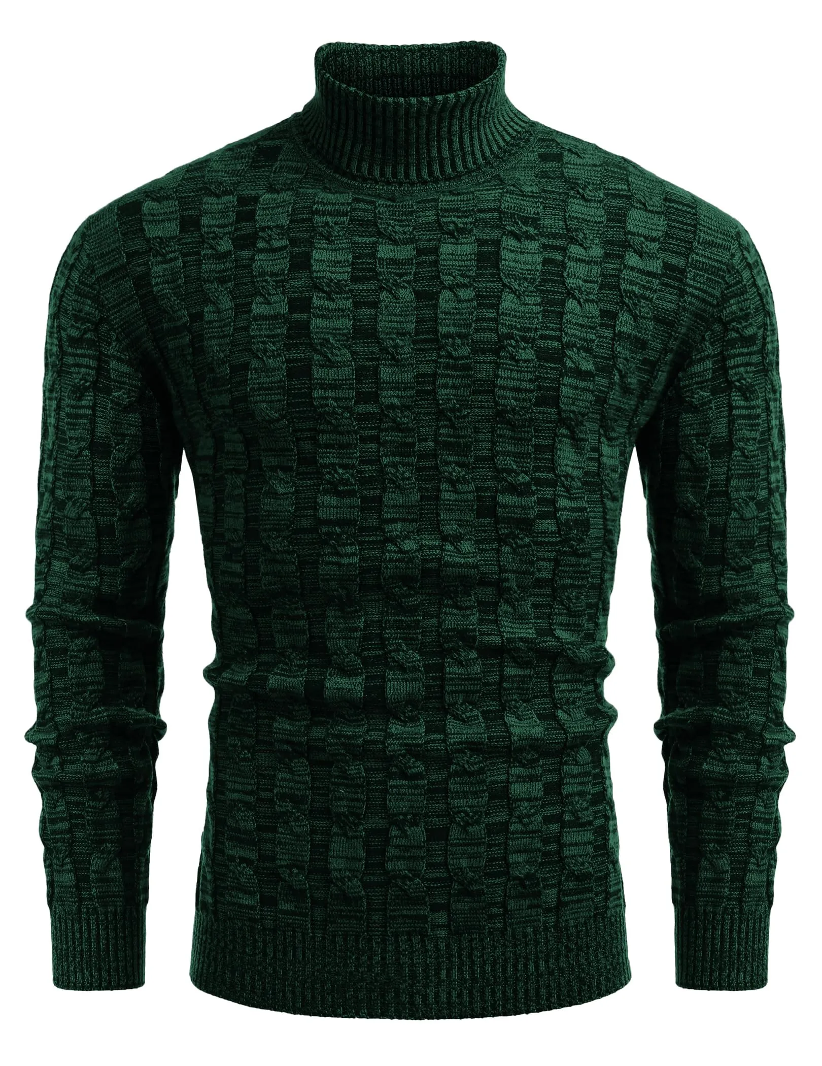 COOFANDY Men's Slim Fit Turtleneck Sweater Casual Twisted Knitted Pullover Sweaters