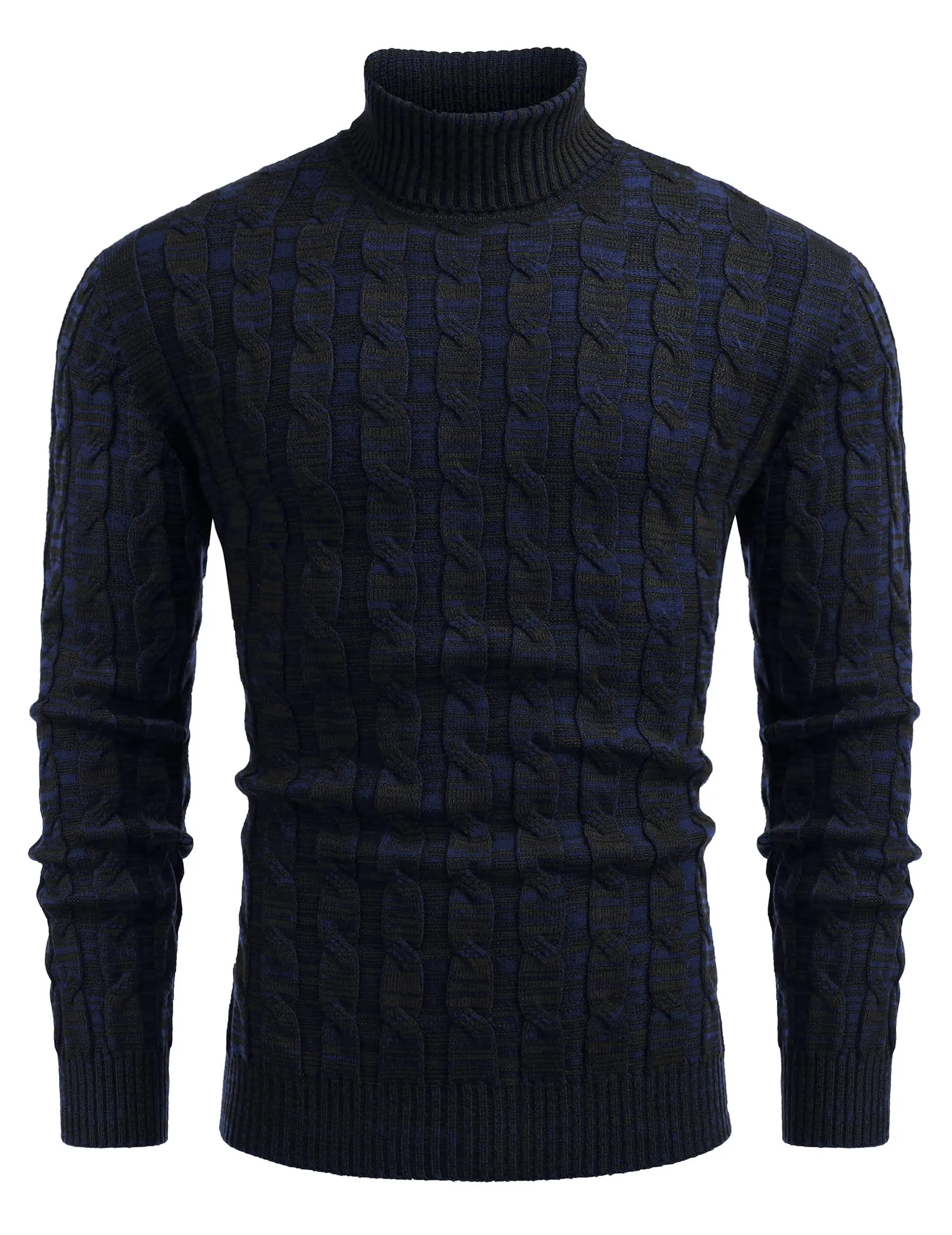 COOFANDY Men's Slim Fit Turtleneck Sweater Casual Twisted Knitted Pullover Sweaters