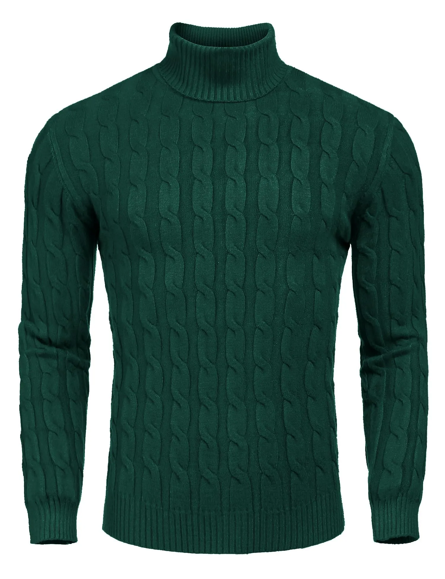 COOFANDY Men's Slim Fit Turtleneck Sweater Casual Twisted Knitted Pullover Sweaters