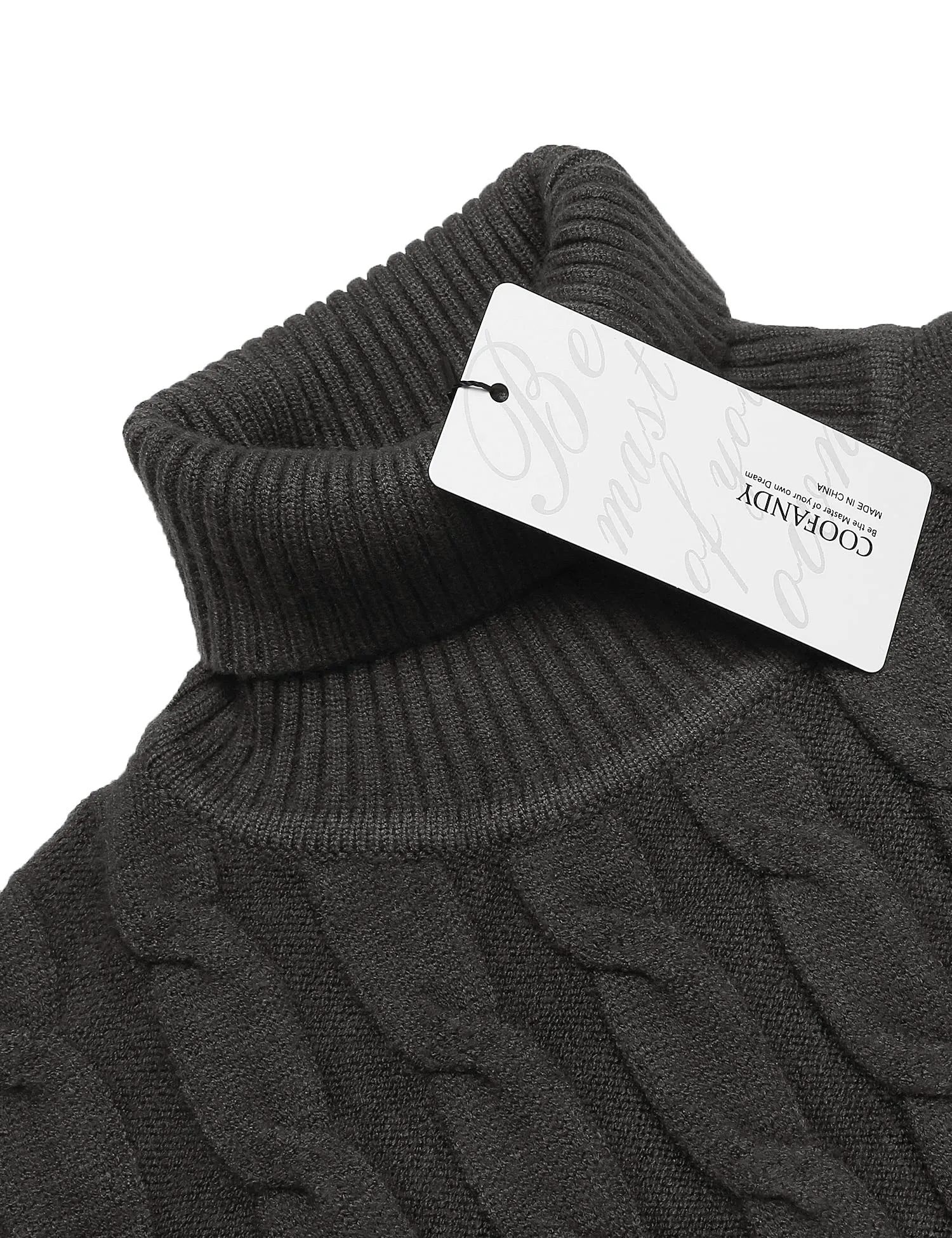 COOFANDY Men's Slim Fit Turtleneck Sweater Casual Twisted Knitted Pullover Sweaters