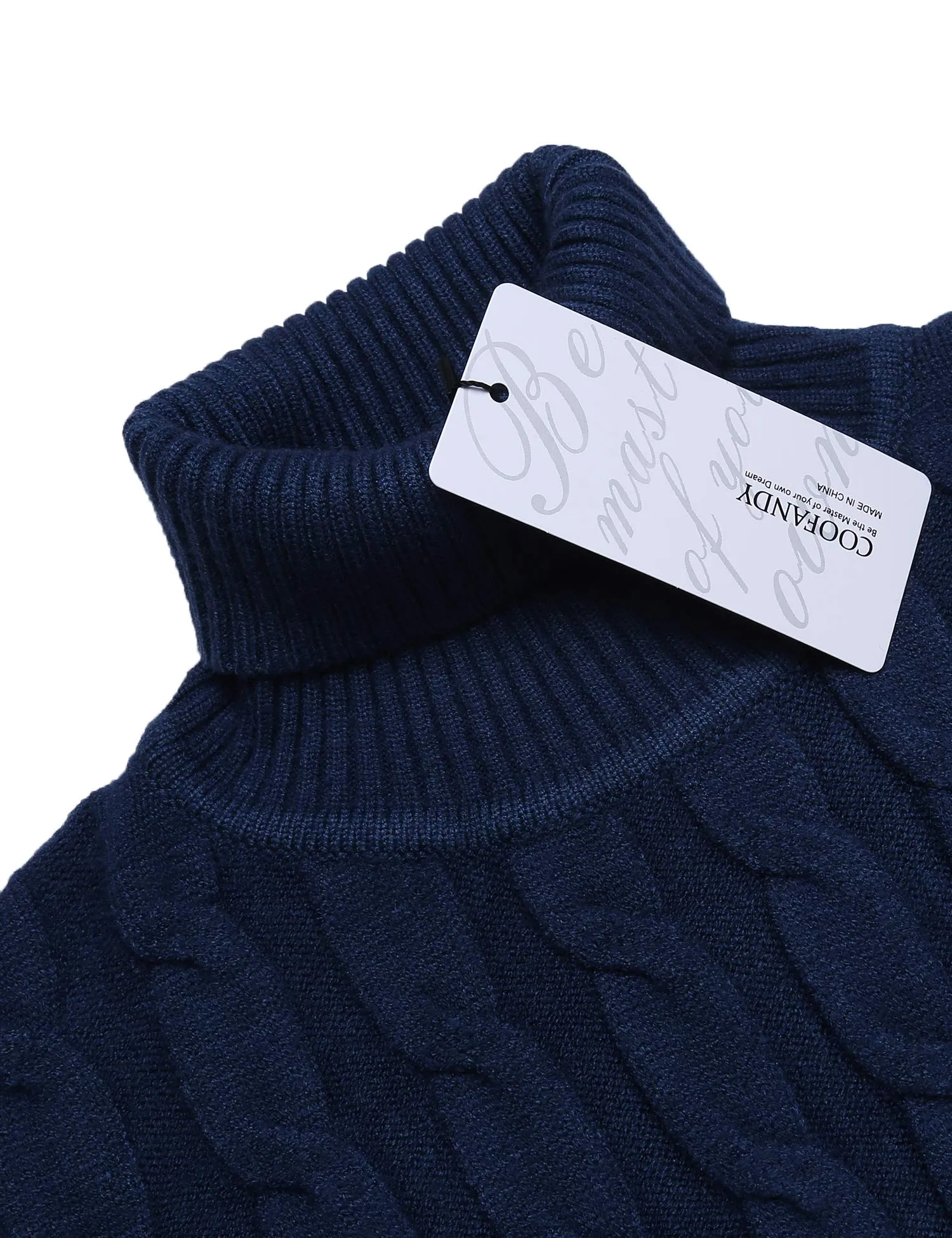 COOFANDY Men's Slim Fit Turtleneck Sweater Casual Twisted Knitted Pullover Sweaters