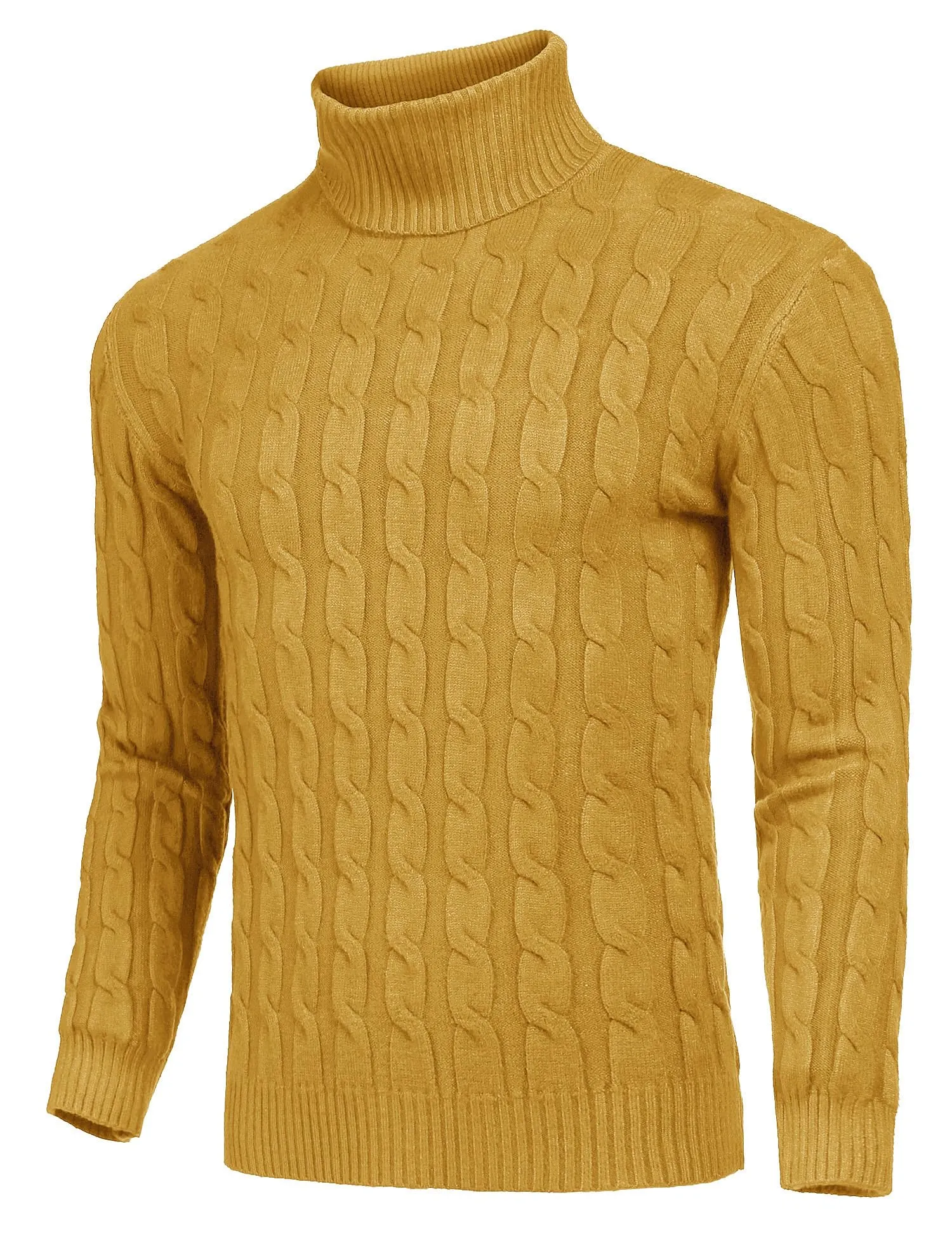 COOFANDY Men's Slim Fit Turtleneck Sweater Casual Twisted Knitted Pullover Sweaters