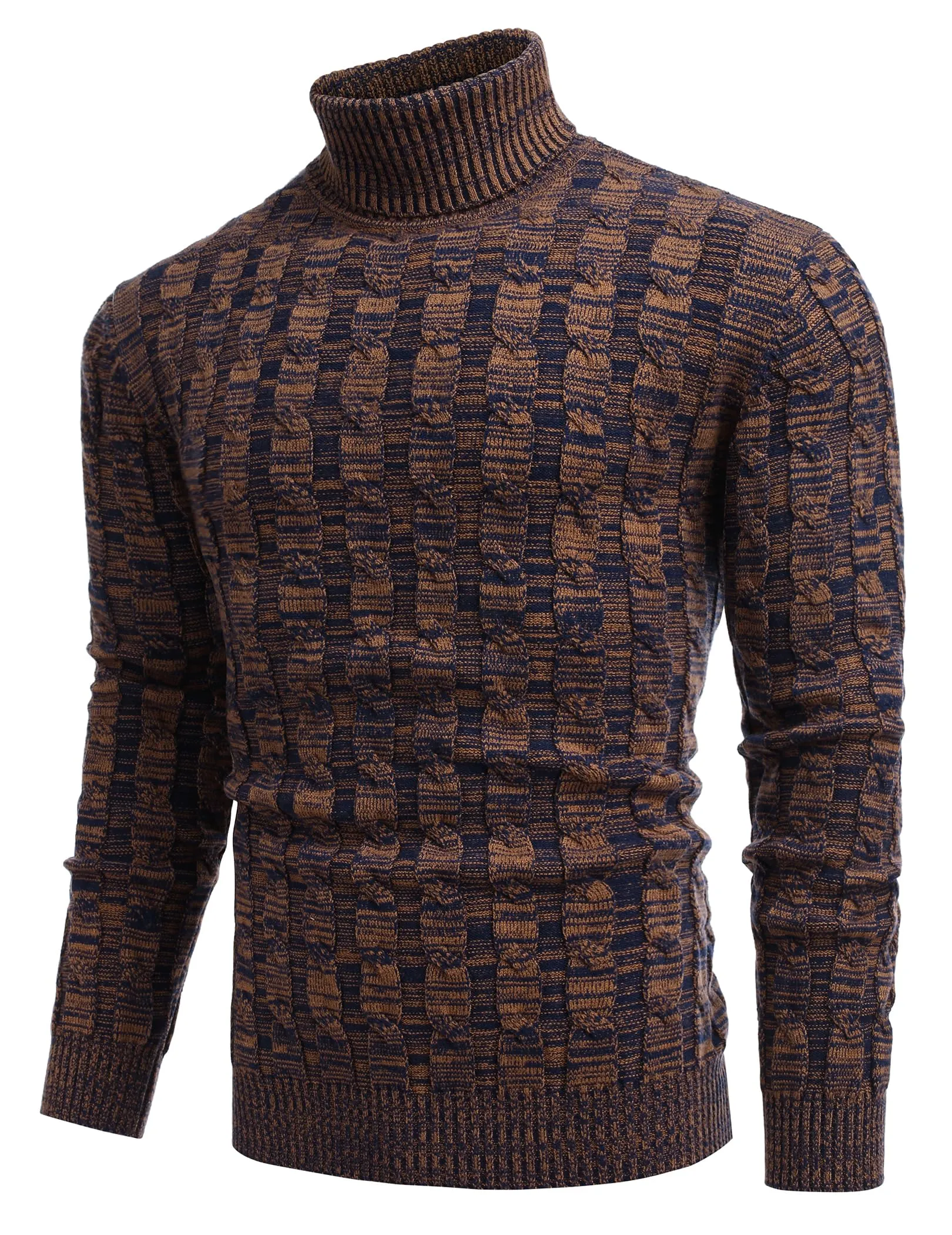 COOFANDY Men's Slim Fit Turtleneck Sweater Casual Twisted Knitted Pullover Sweaters