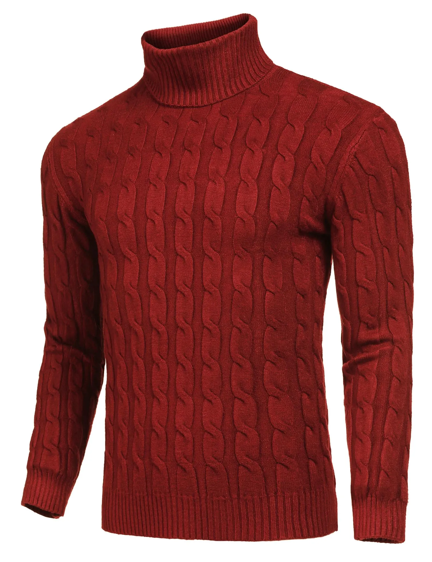 COOFANDY Men's Slim Fit Turtleneck Sweater Casual Twisted Knitted Pullover Sweaters