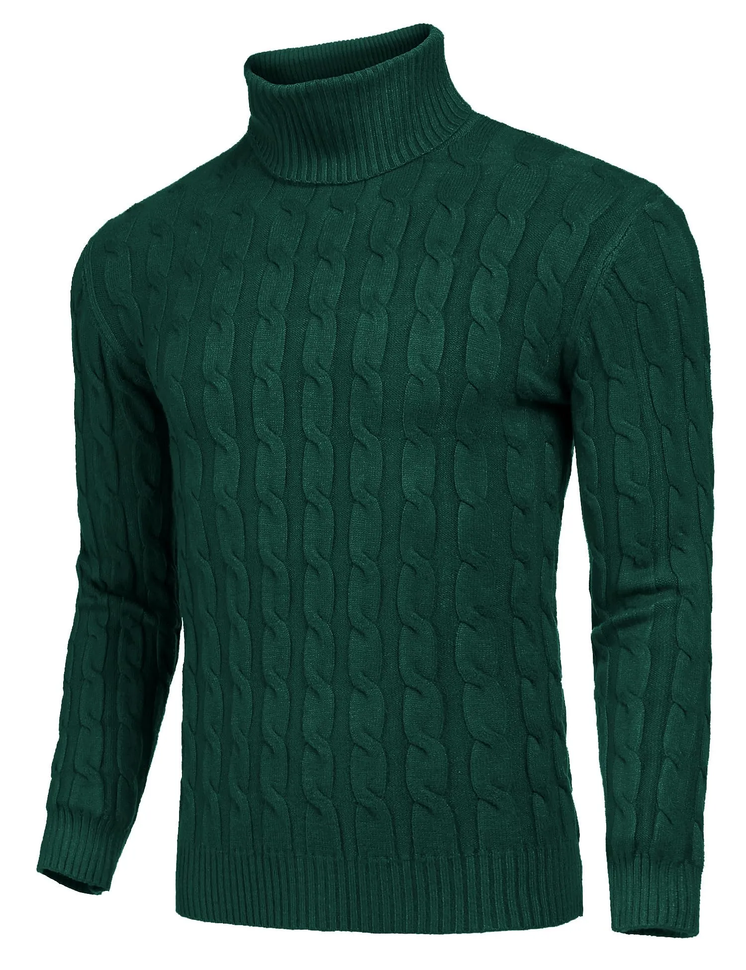 COOFANDY Men's Slim Fit Turtleneck Sweater Casual Twisted Knitted Pullover Sweaters