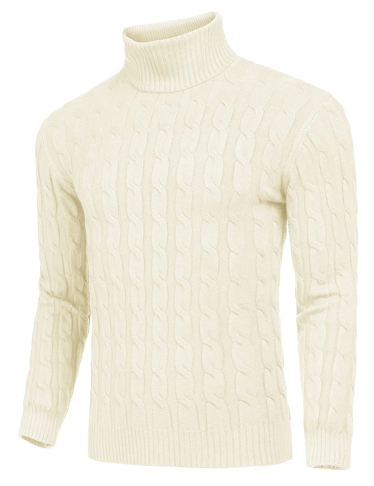 COOFANDY Men's Slim Fit Turtleneck Sweater Casual Twisted Knitted Pullover Sweaters