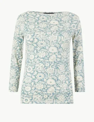 Cotton Rich 3/4 Sleeve Fitted T-Shirt