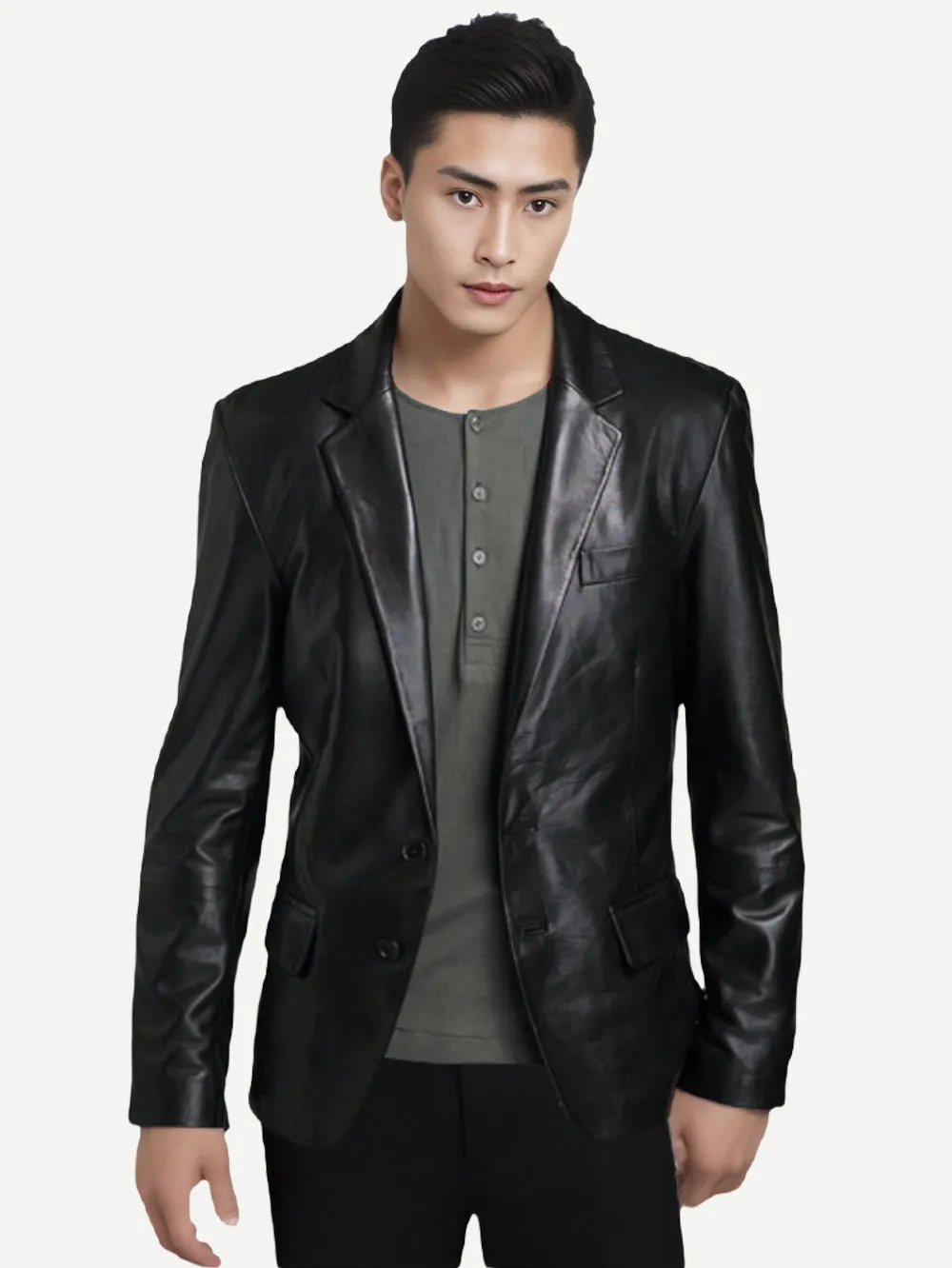 Cozy and Ductile Leather Blazer for Men