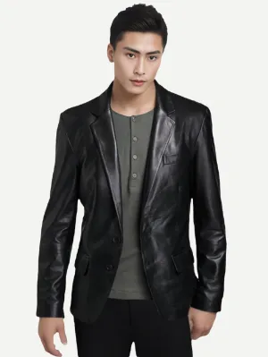 Cozy and Ductile Leather Blazer for Men