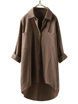Crinkled Longline Oversized Shirt