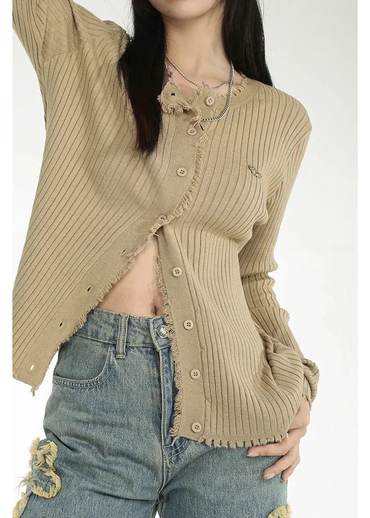 Crop Top O-Neck Cardigan