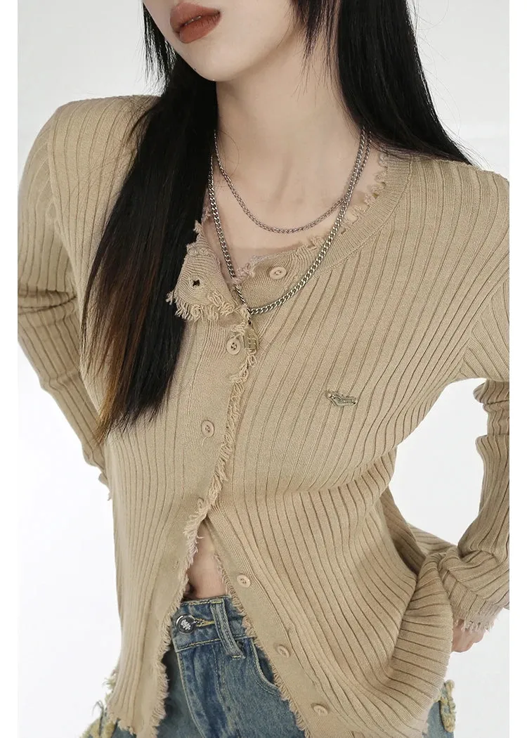 Crop Top O-Neck Cardigan