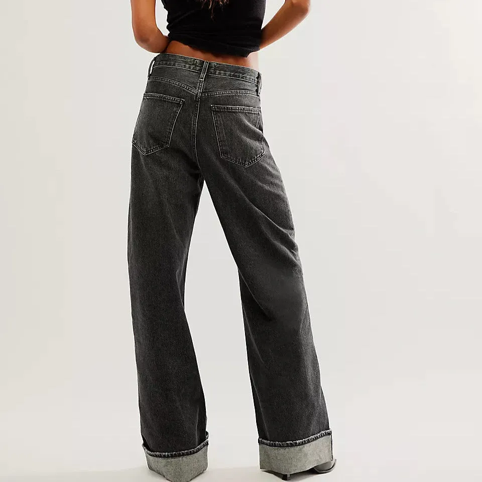 Cuffed Jeans with Pockets