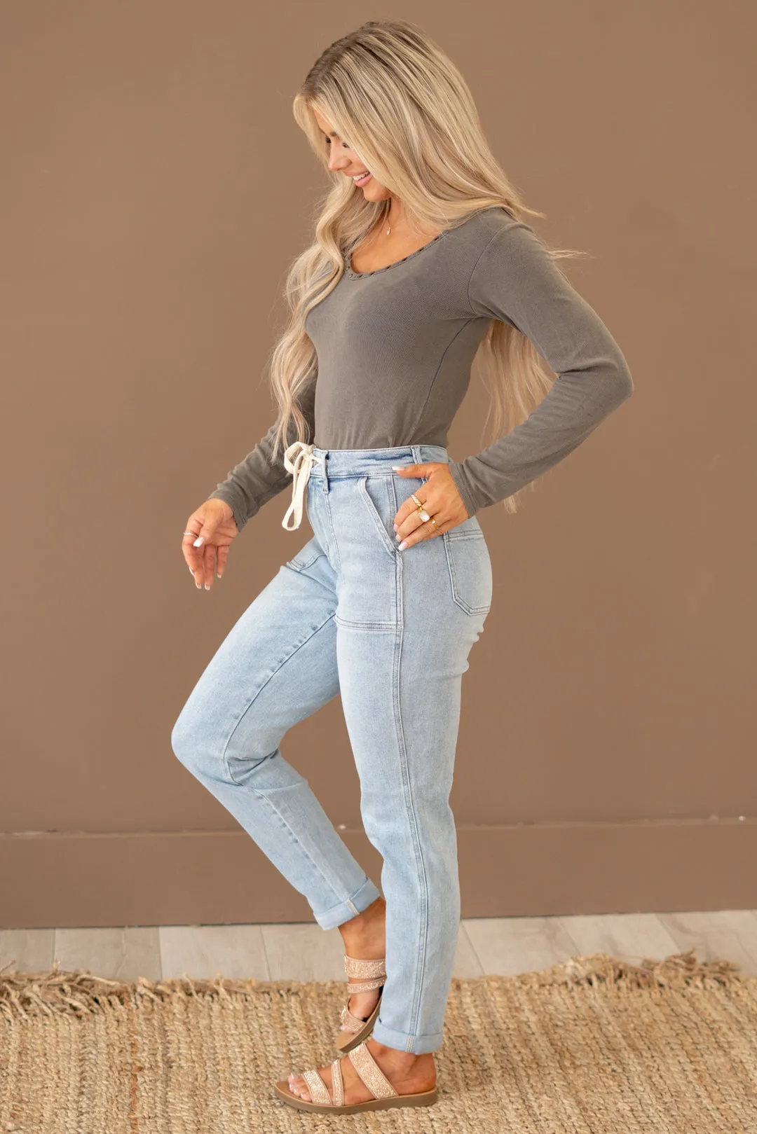 Curvy Saturday Morning High Rise Jogger Boyfriend Jeans