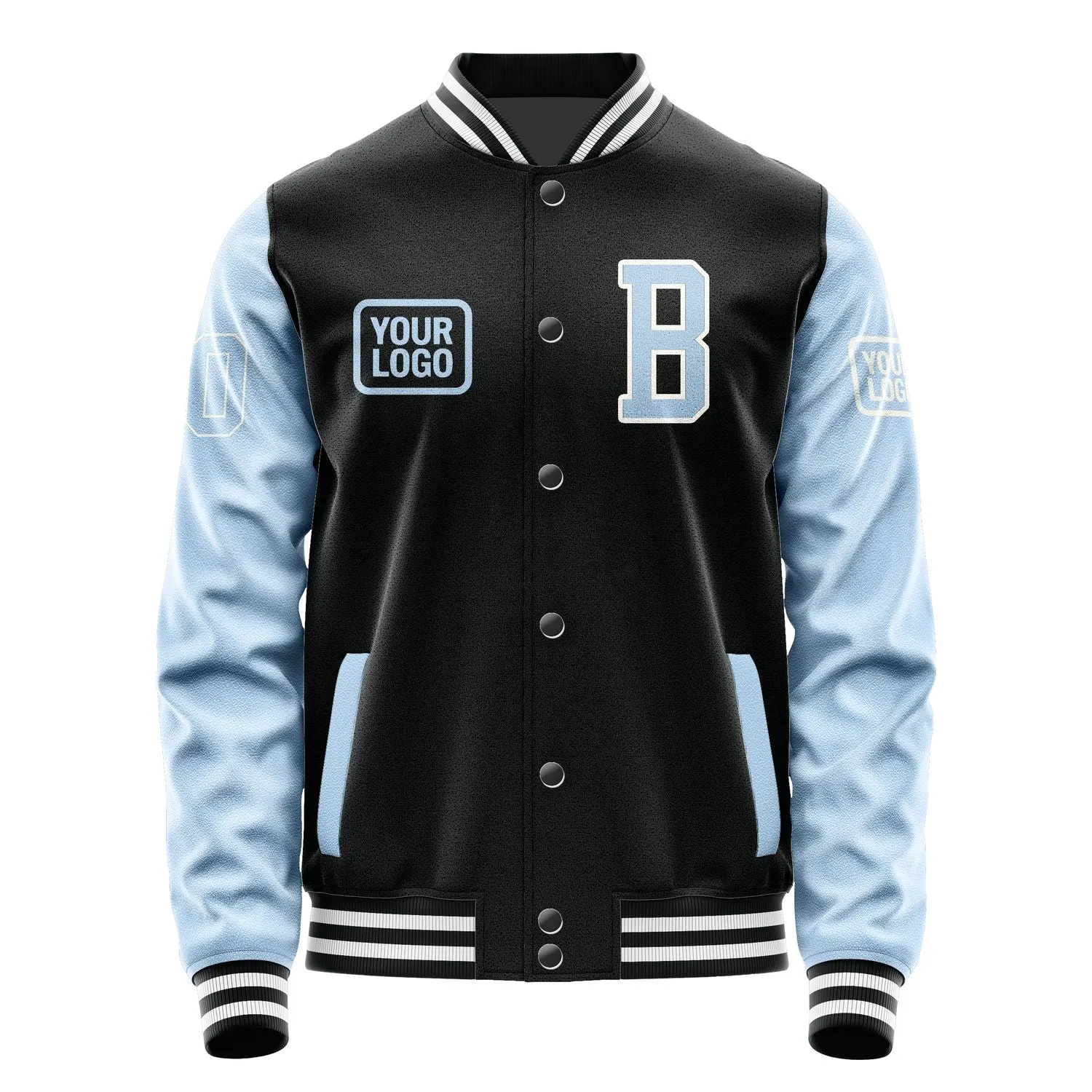 Custom Black Light Blue Jacket