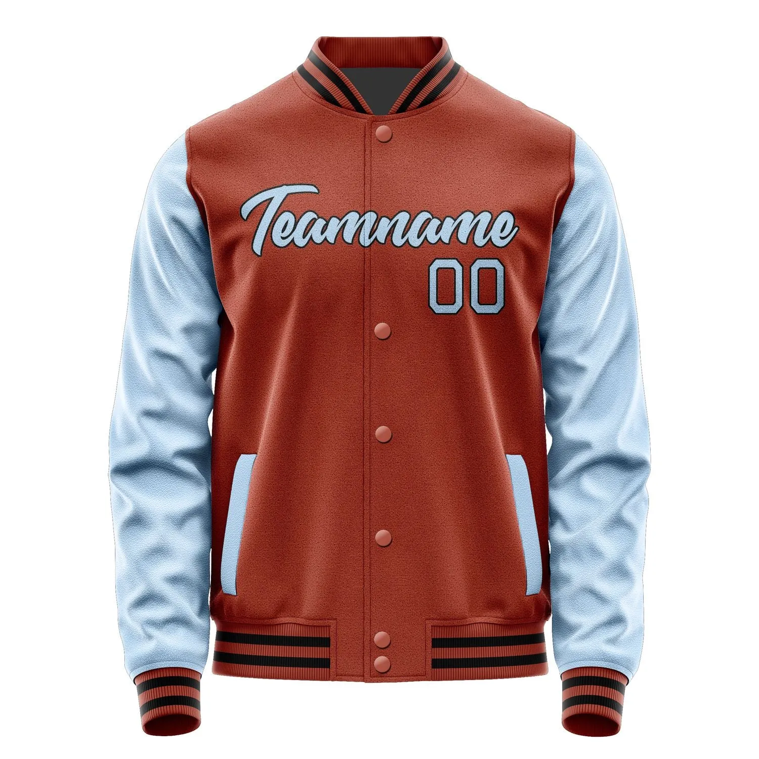 Custom Coral Red Light Blue Jacket