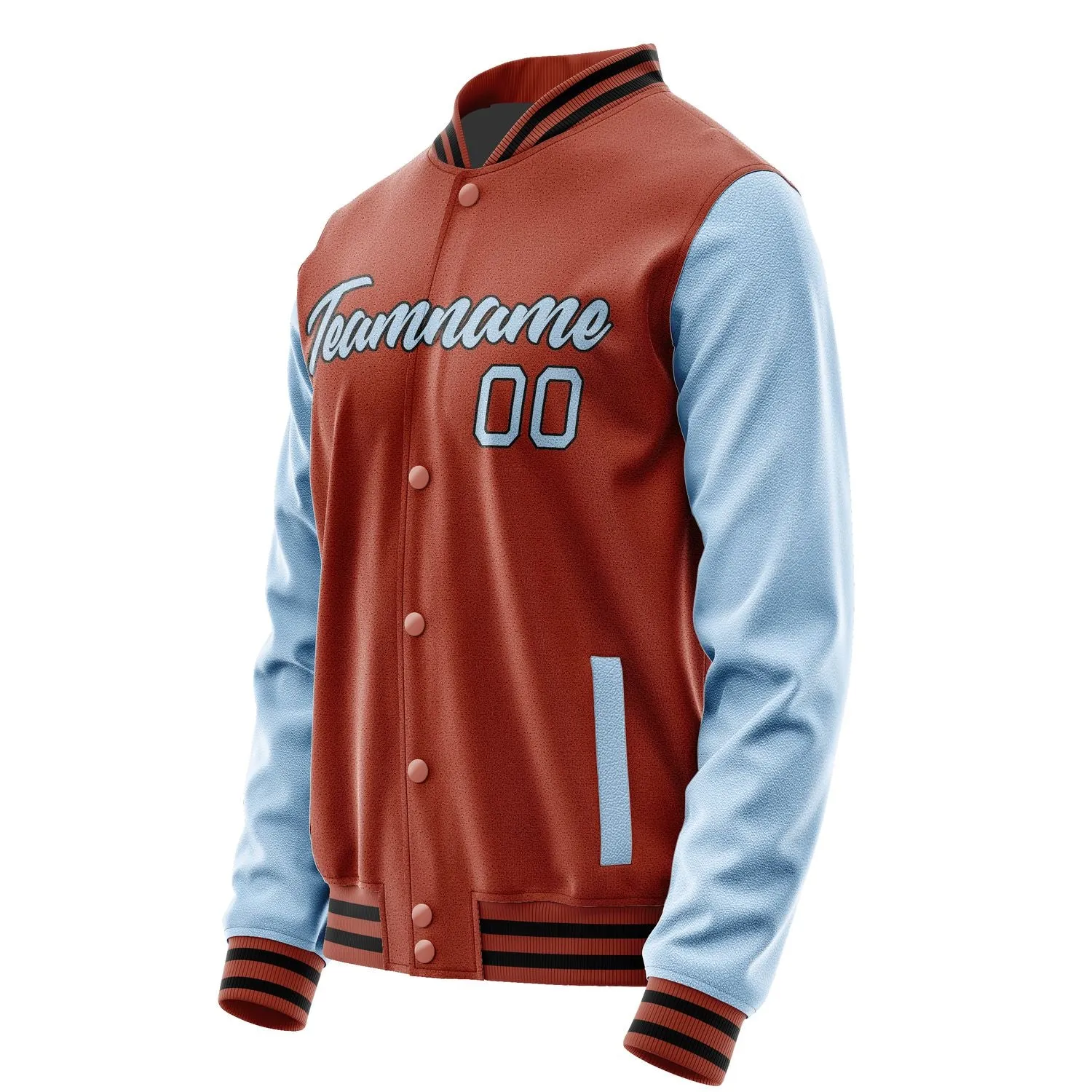 Custom Coral Red Light Blue Jacket