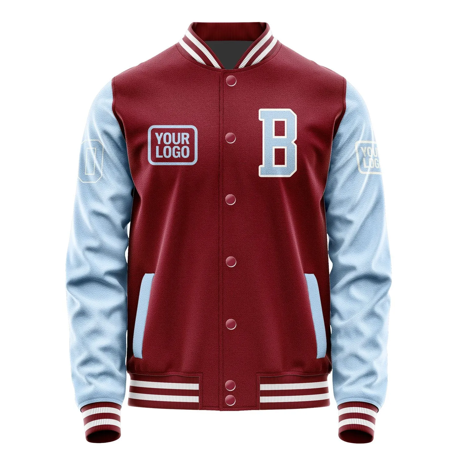 Custom Crimson Red Light Blue Jacket