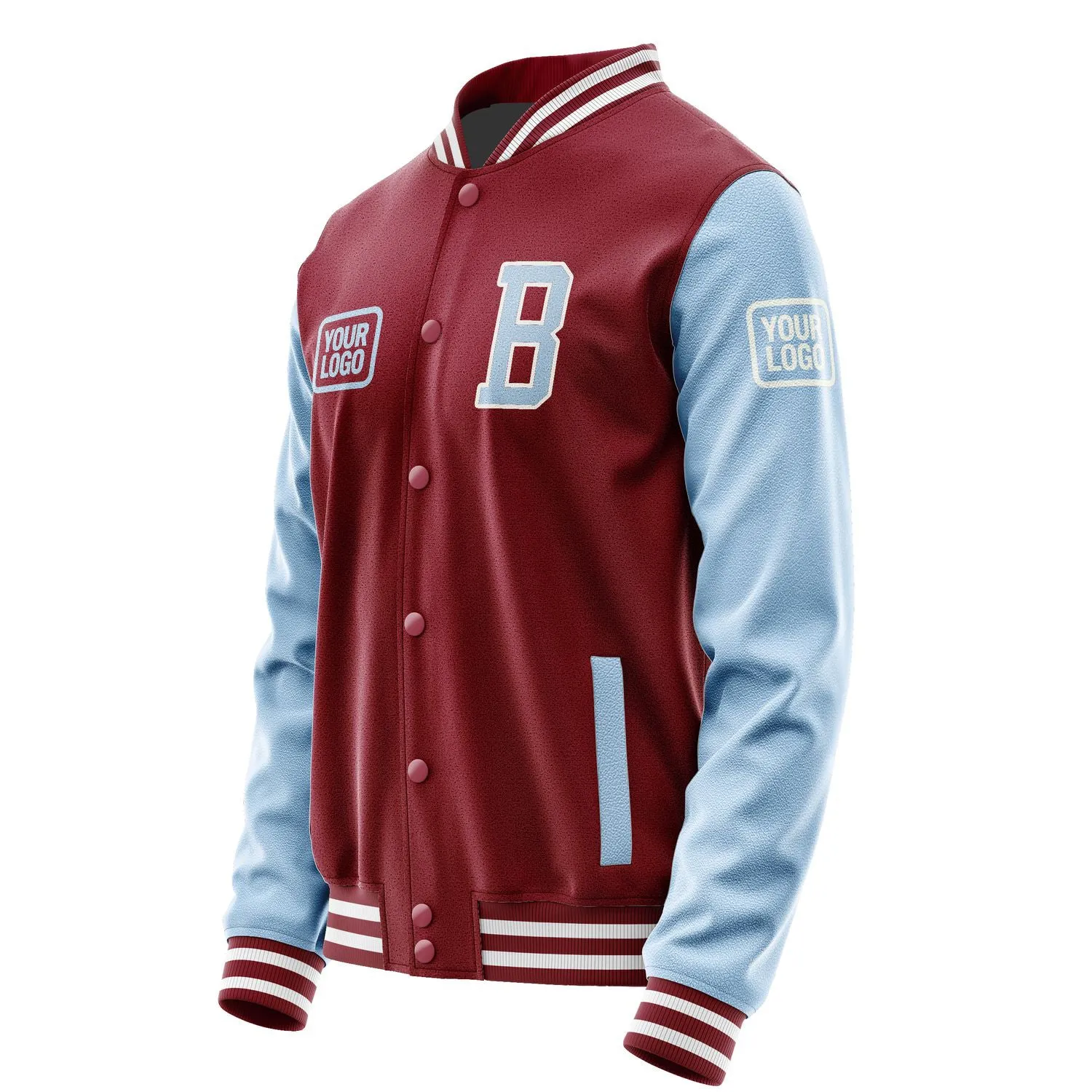 Custom Crimson Red Light Blue Jacket