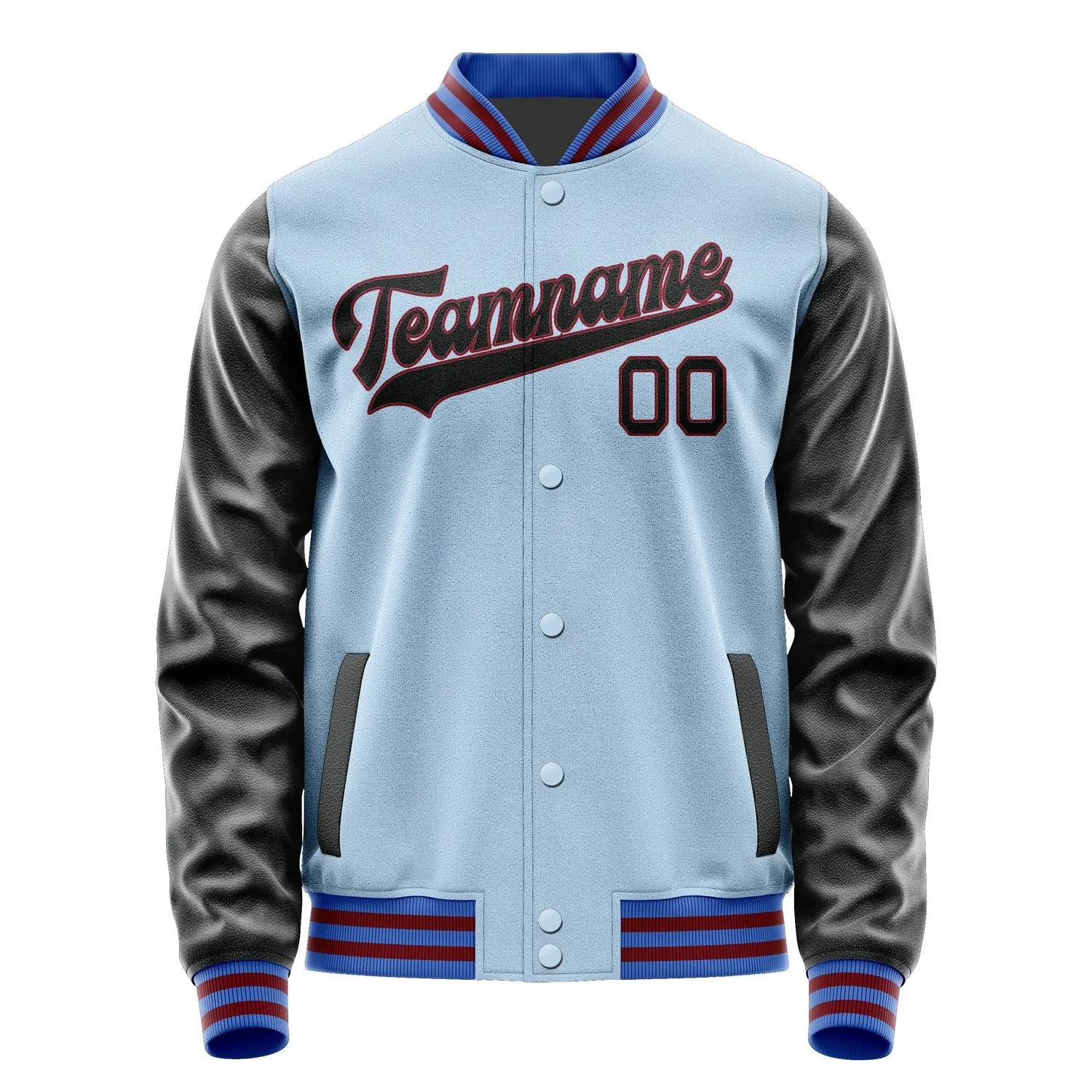 Custom Light Blue Black Jacket